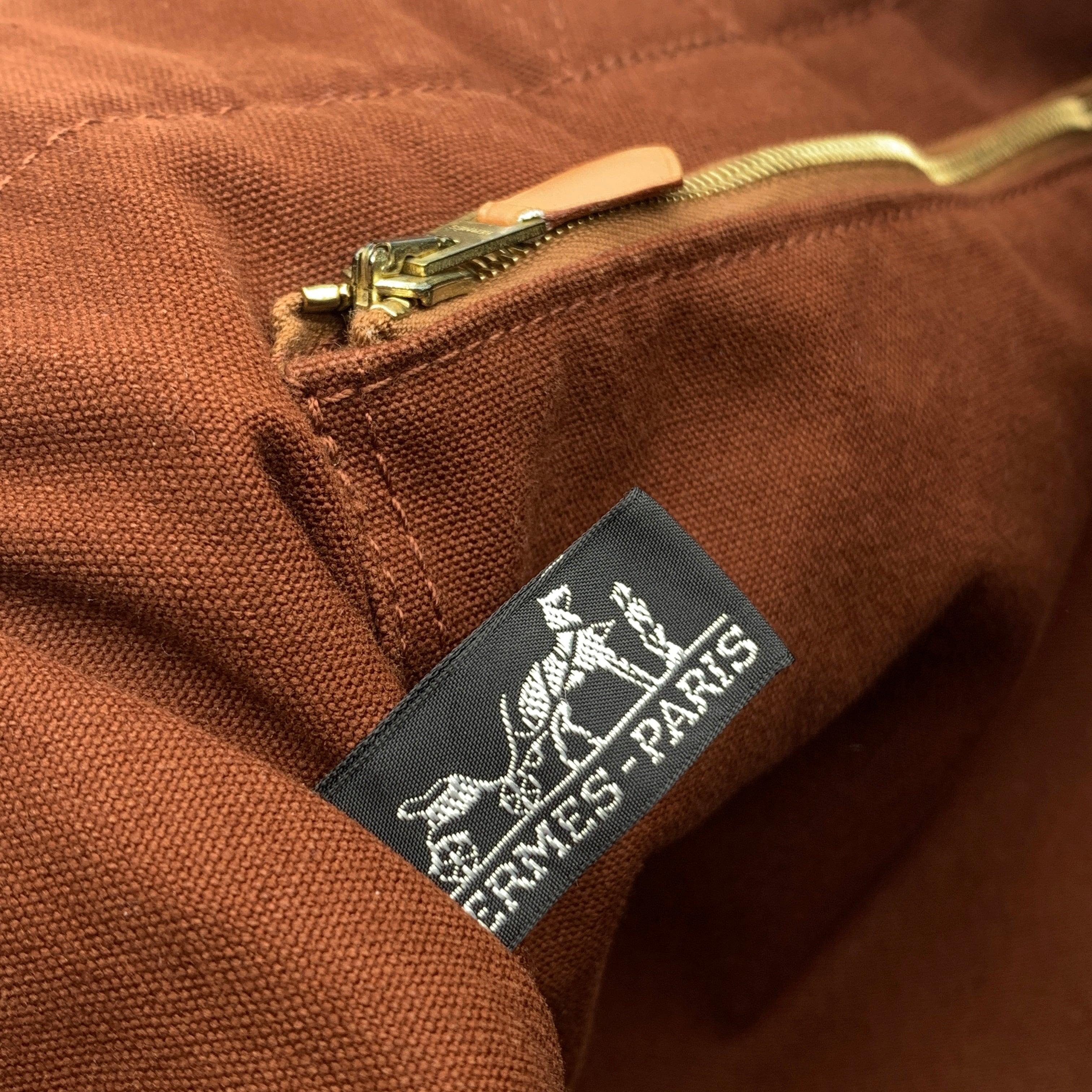 Hermes Paris Vintage Brown Cotton Fourre Tout MM Tote Bag For Sale 1