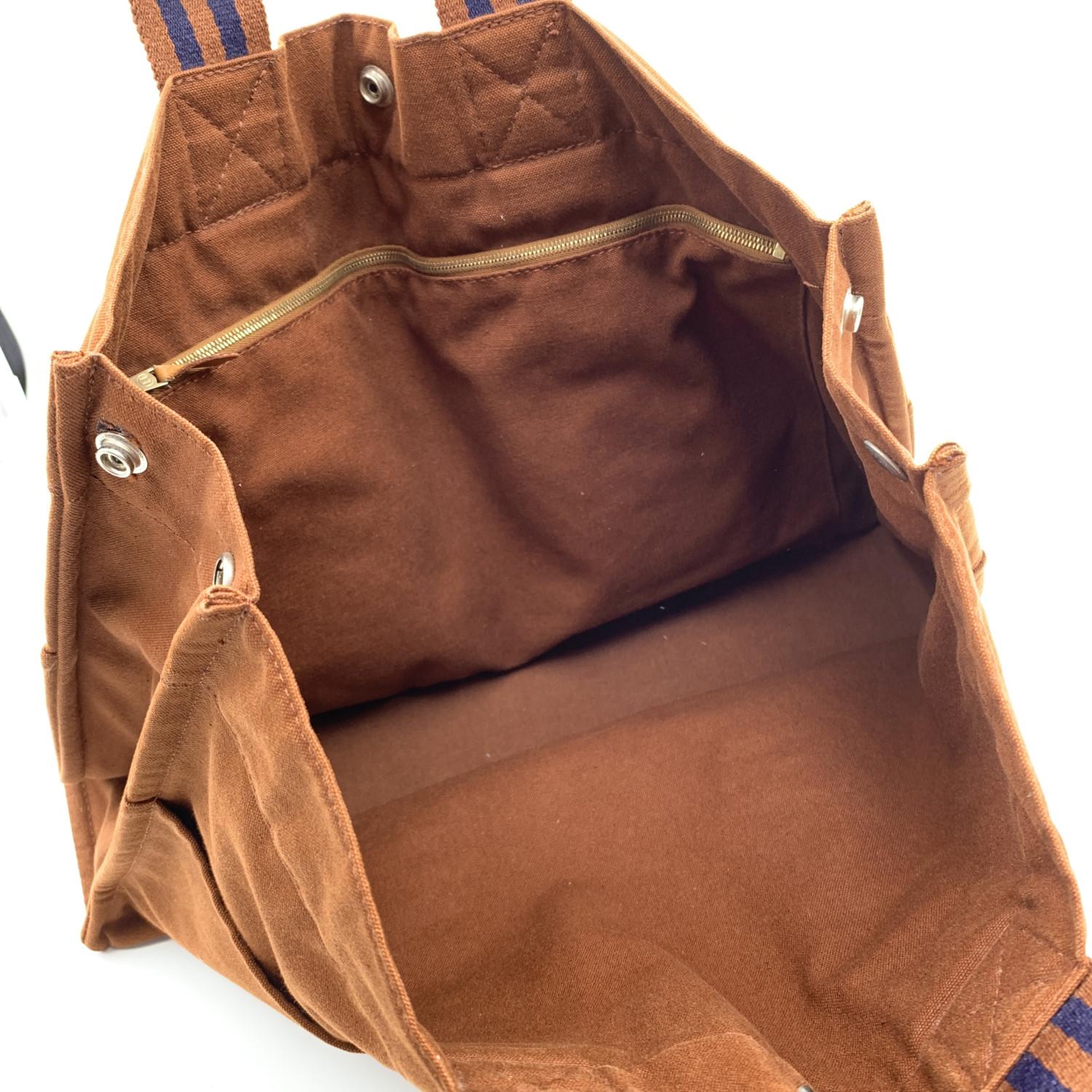 Hermes Paris Vintage Brown Cotton Fourre Tout MM Tote Bag 1