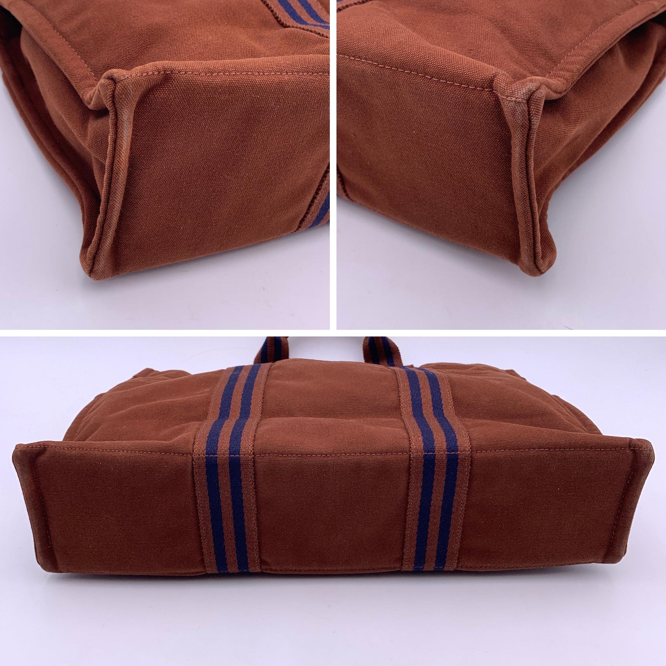 Hermes Paris Vintage Brown Cotton Fourre Tout MM Tote Bag 3