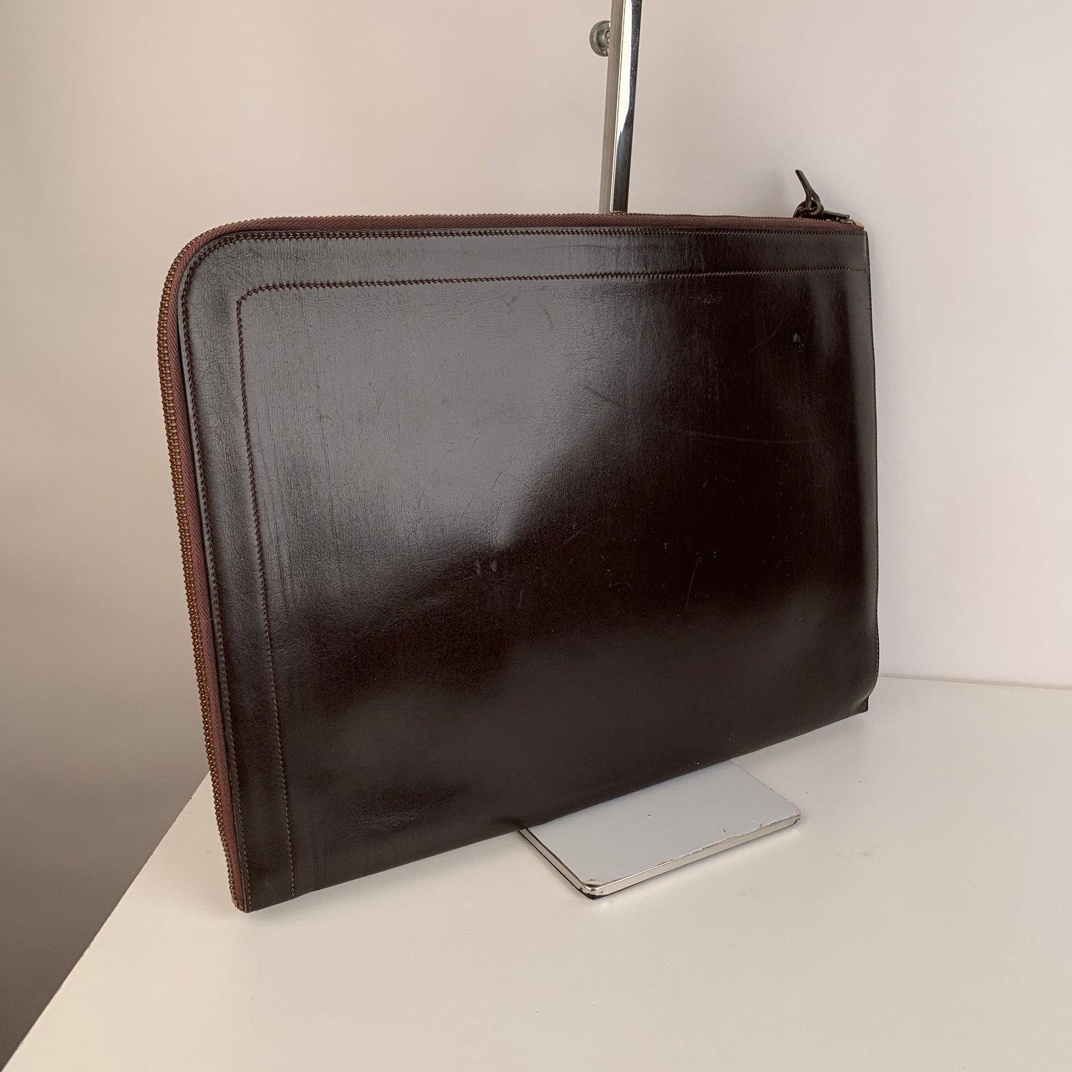 Hermès - Porte-documents en cuir marron vintage pour portfolio, Paris 1