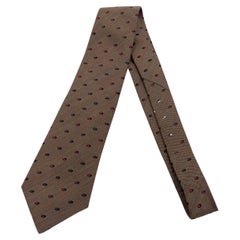 Hermes Paris Used Brown Silk and Wool Neck Tie