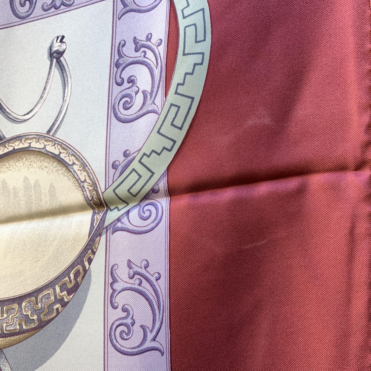 Hermes Paris Vintage Burgundy Silk Scarf Charreada 1990 De Fougerolle 1