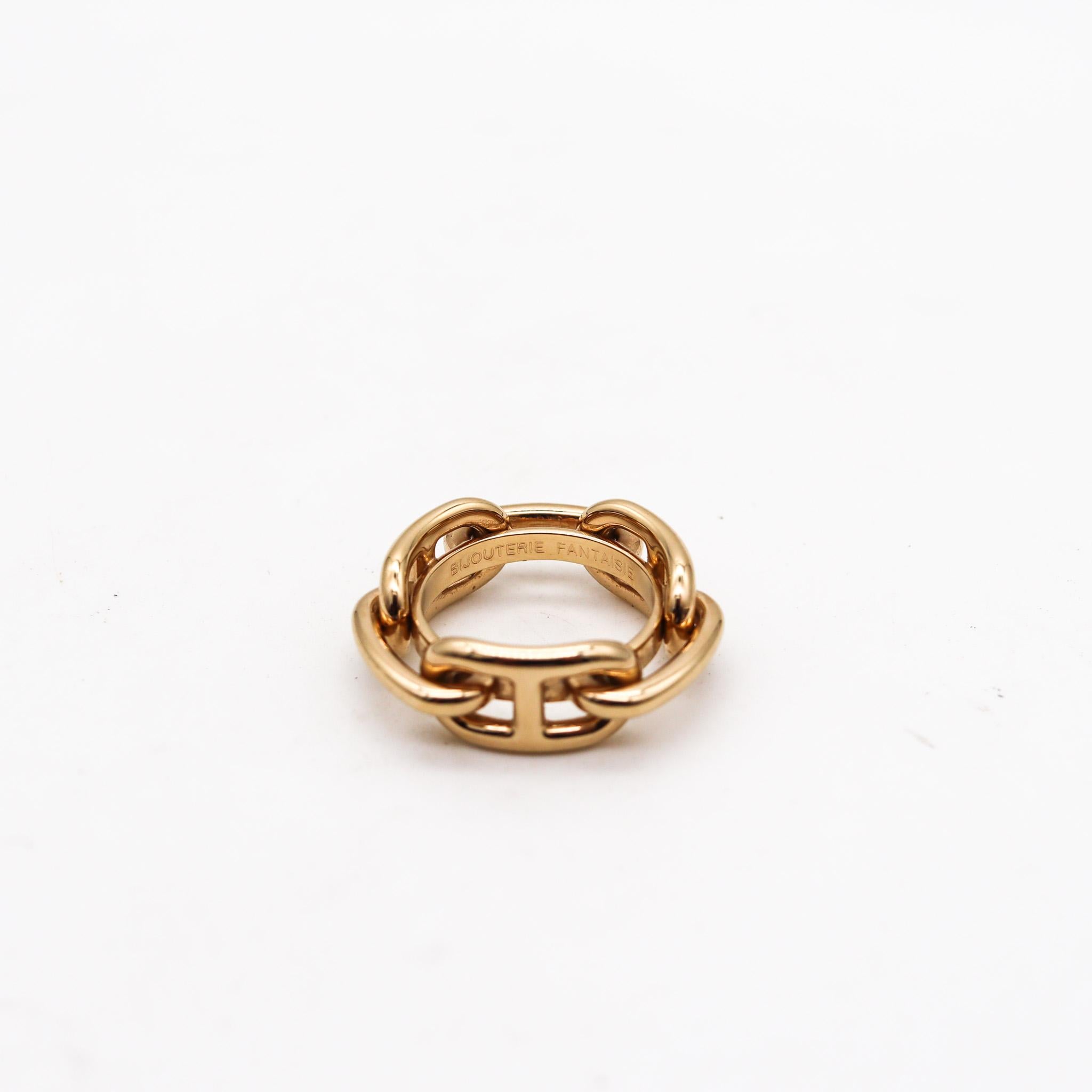  Hermes Paris Vintage Chain D'Ancre Scarf Ring In 18Kt Yellow Gold Plated In Box Pour femmes 