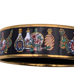 Hermes Paris Vintage Cloisonné Enamel Flacon Bangle Bracelet