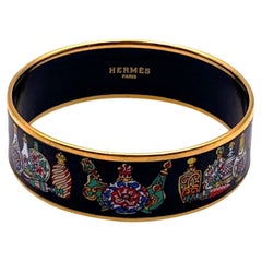 Hermes Paris Vintage Cloisonné Enamel Flacon Bangle Bracelet