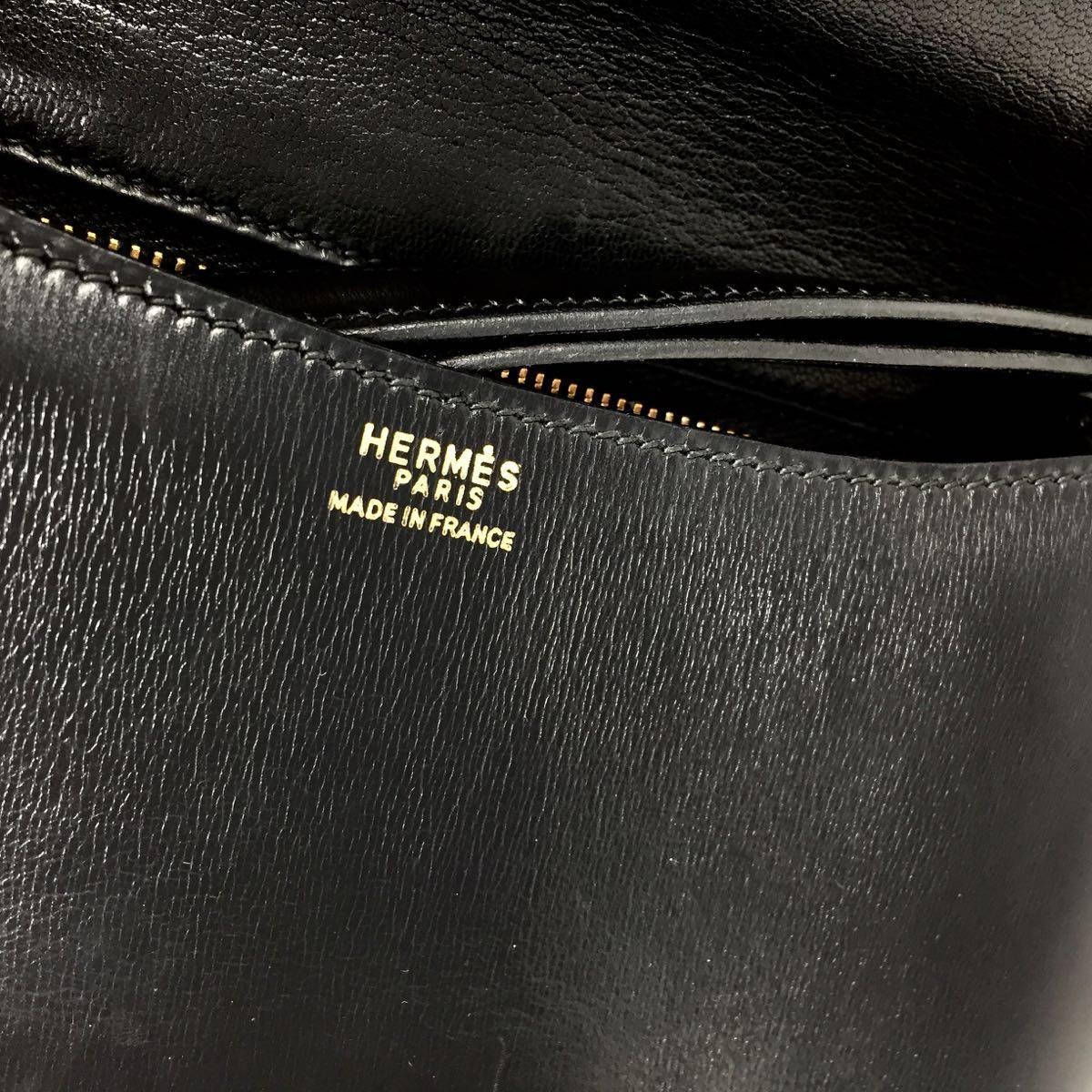 Hermes Paris Vintage Black Box Leather Constance Bag, 1976 3
