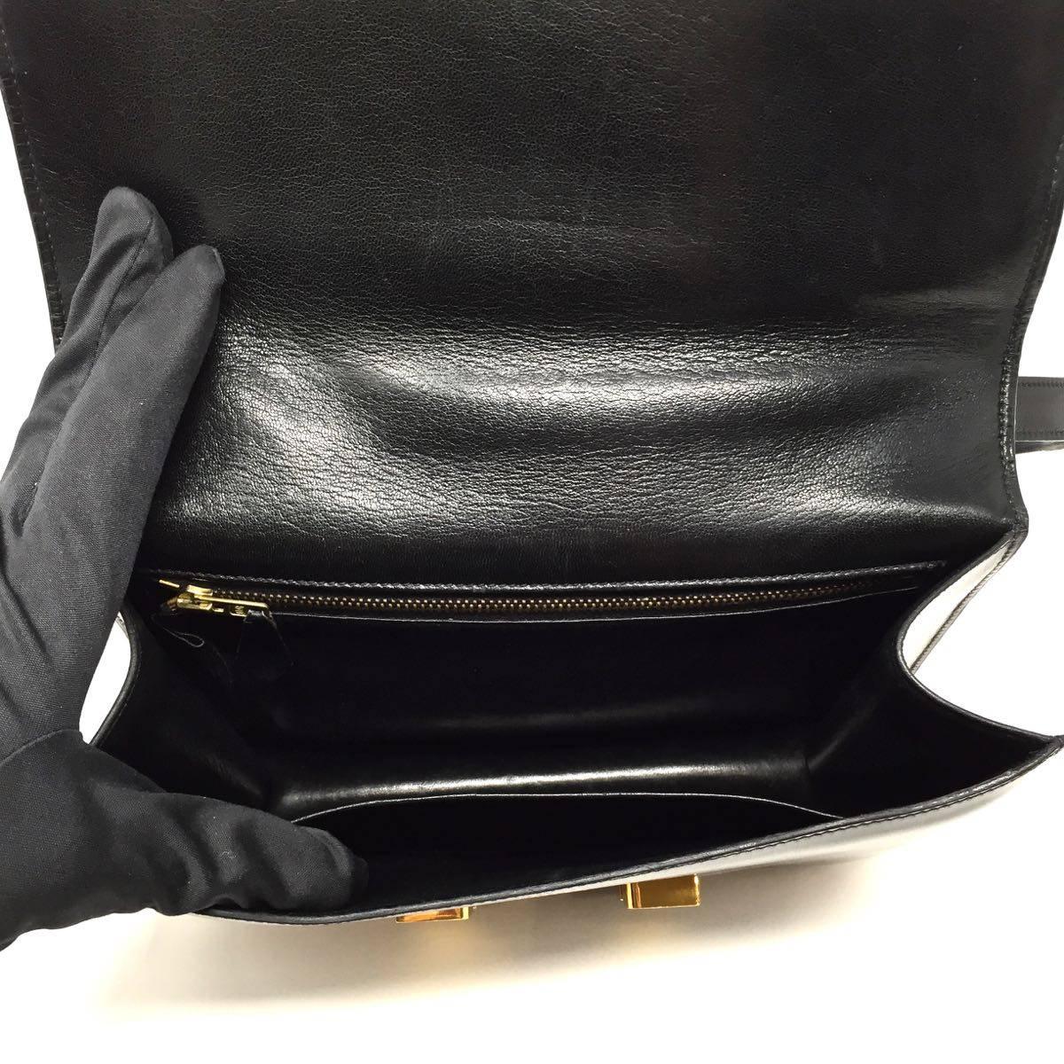 Hermes Paris Vintage Black Box Leather Constance Bag, 1976 5
