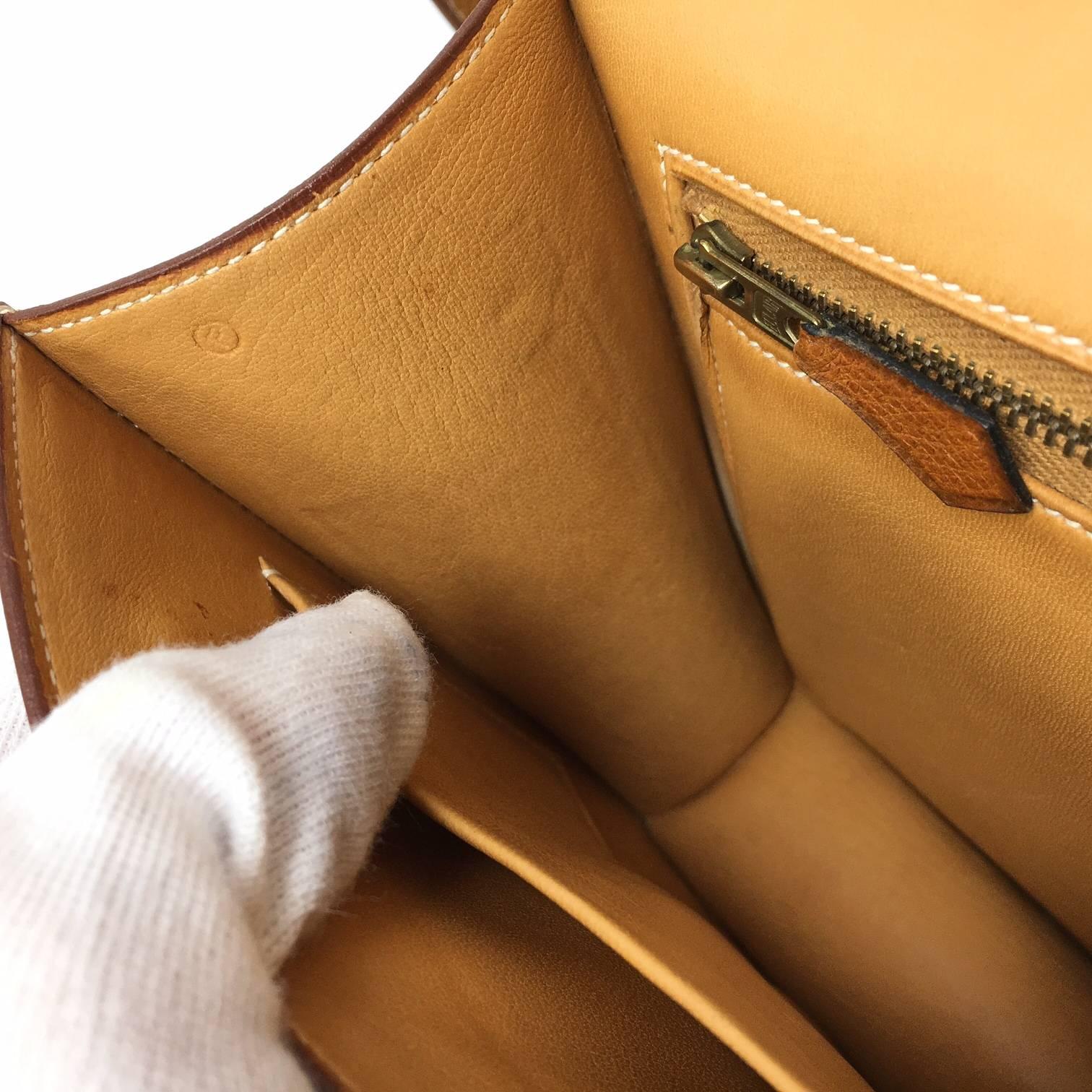 Hermes Paris Vintage Gold Courchevelle Leather Constance Bag, 1976 In Good Condition In Milan, IT