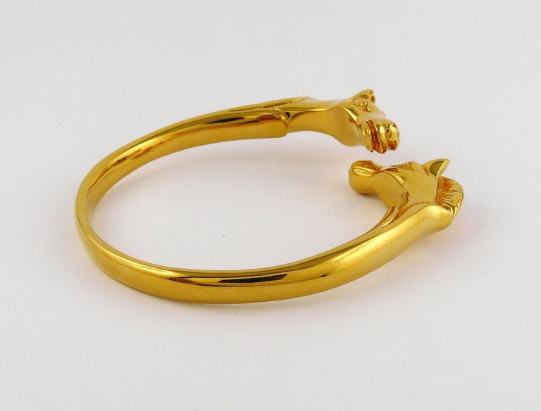 Hermes Paris Vintage Double Horse Head Bangle Bracelet at 1stDibs