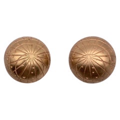 Hermes Paris Vintage Gold Metal Celestial Dome Clip On Earrings