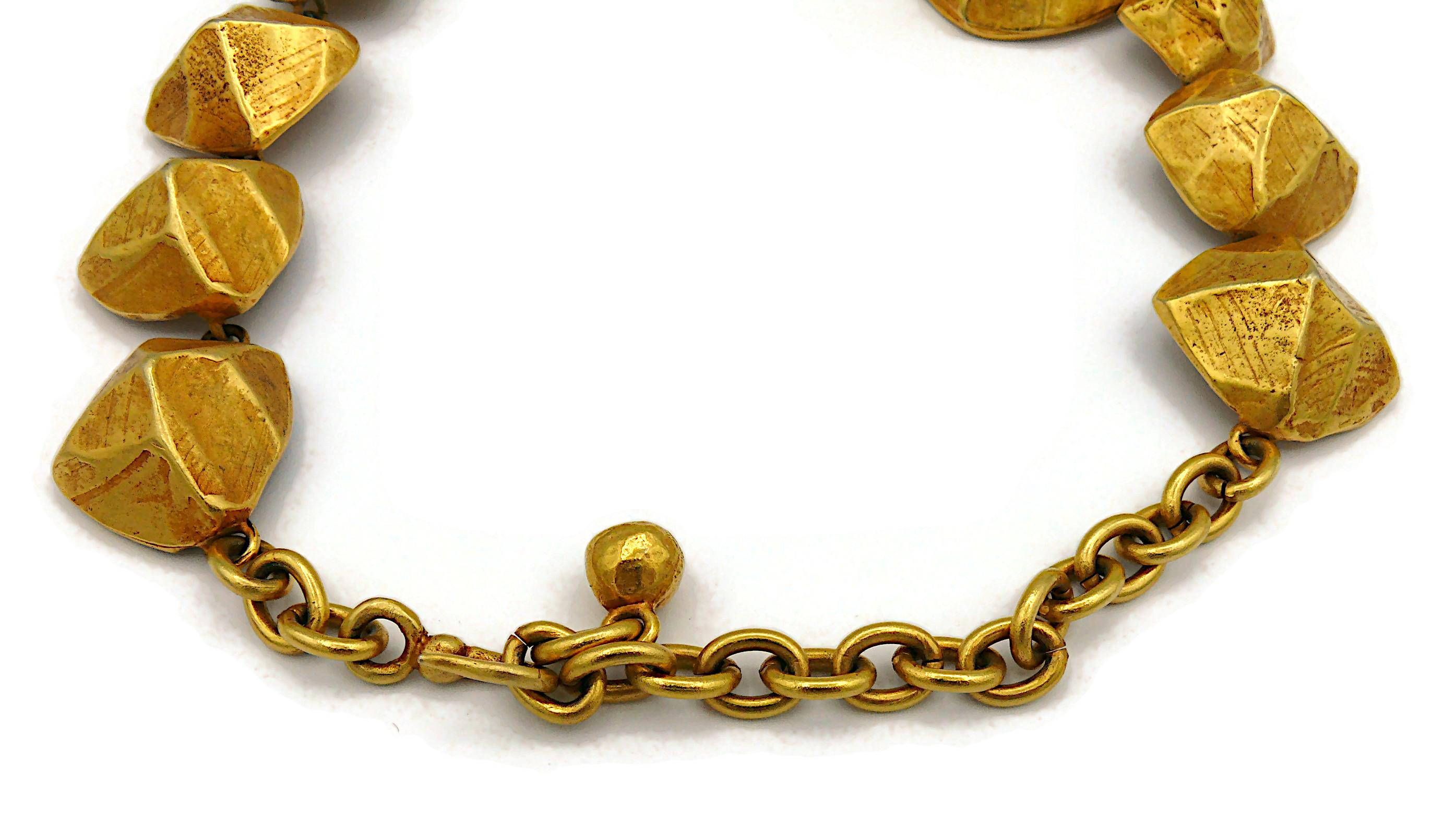 HERMES PARIS Vintage Gold Tone Nugget Design Necklace For Sale 7