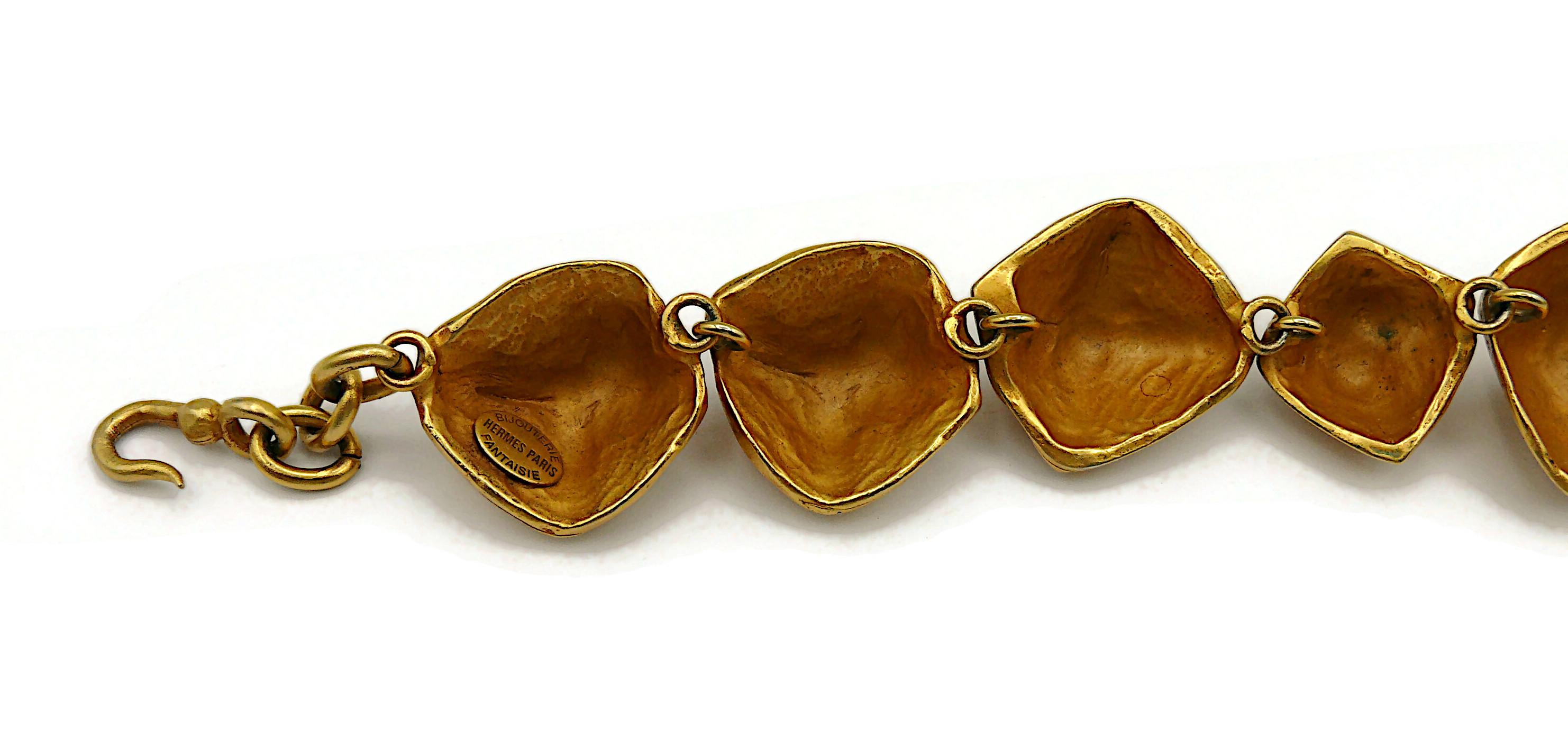 HERMES PARIS Vintage Gold Tone Nugget Design Necklace For Sale 8