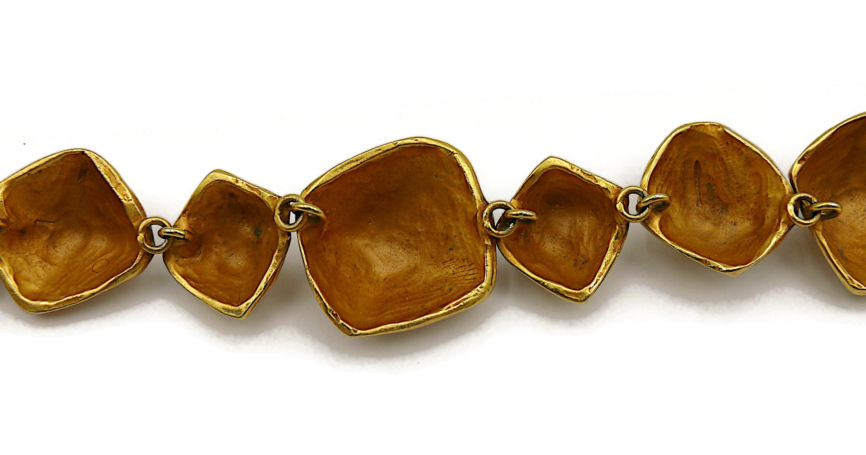 HERMES PARIS Vintage Gold Tone Nugget Design Necklace For Sale 9