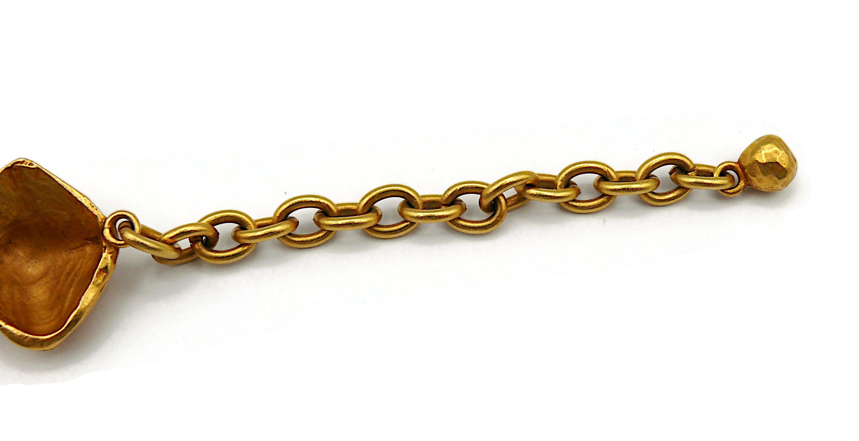 HERMES PARIS Vintage Gold Tone Nugget Design Necklace For Sale 11