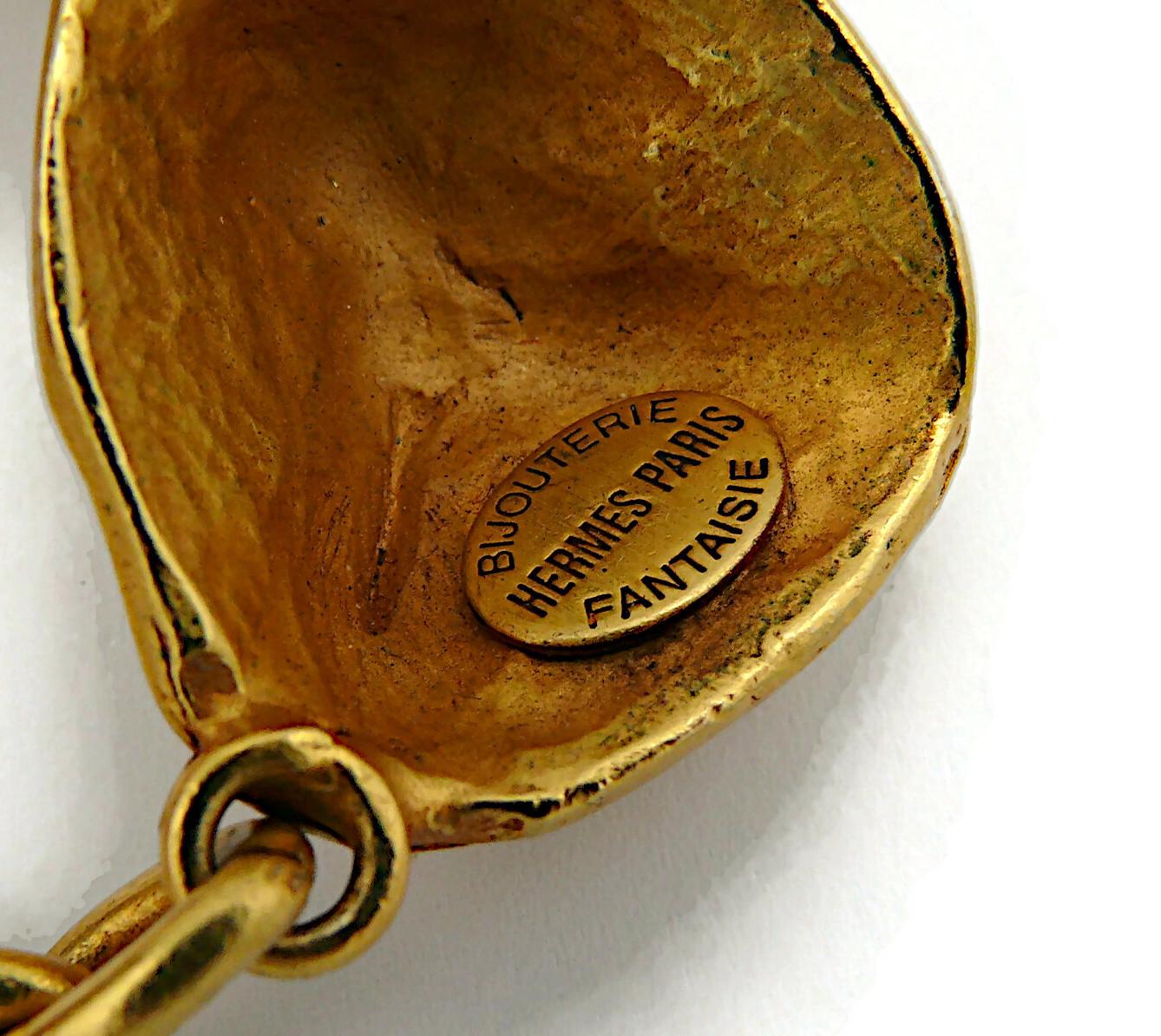 HERMES PARIS Vintage Gold Tone Nugget Design Necklace For Sale 12
