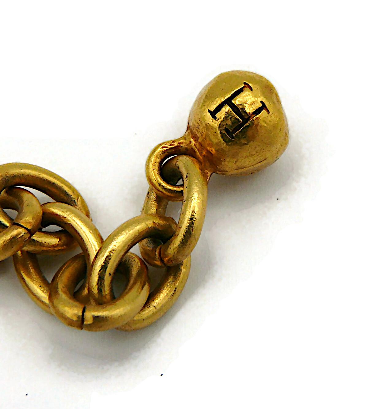 HERMES PARIS Vintage Gold Tone Nugget Design Necklace For Sale 13