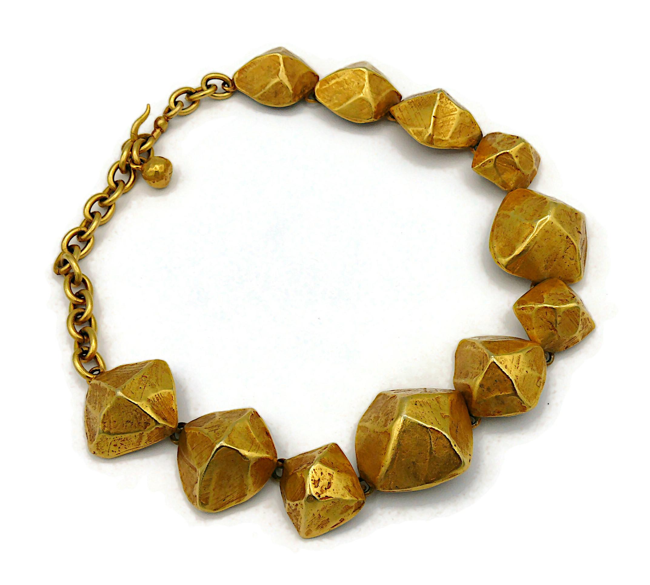 HERMES PARIS Vintage Gold Ton Nugget Design Halskette im Zustand „Gut“ im Angebot in Nice, FR