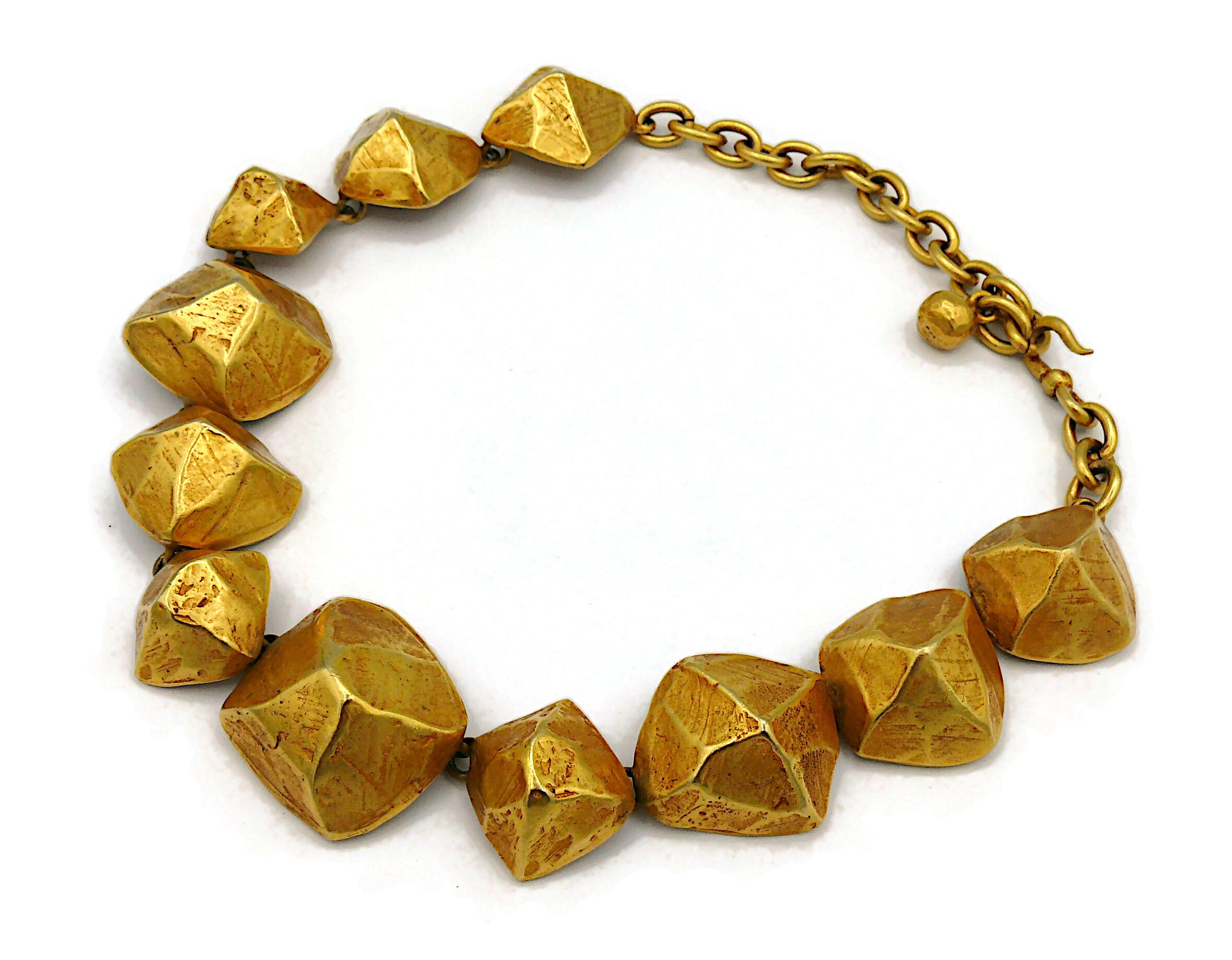 HERMES PARIS Vintage Gold Tone Nugget Design Necklace For Sale 1