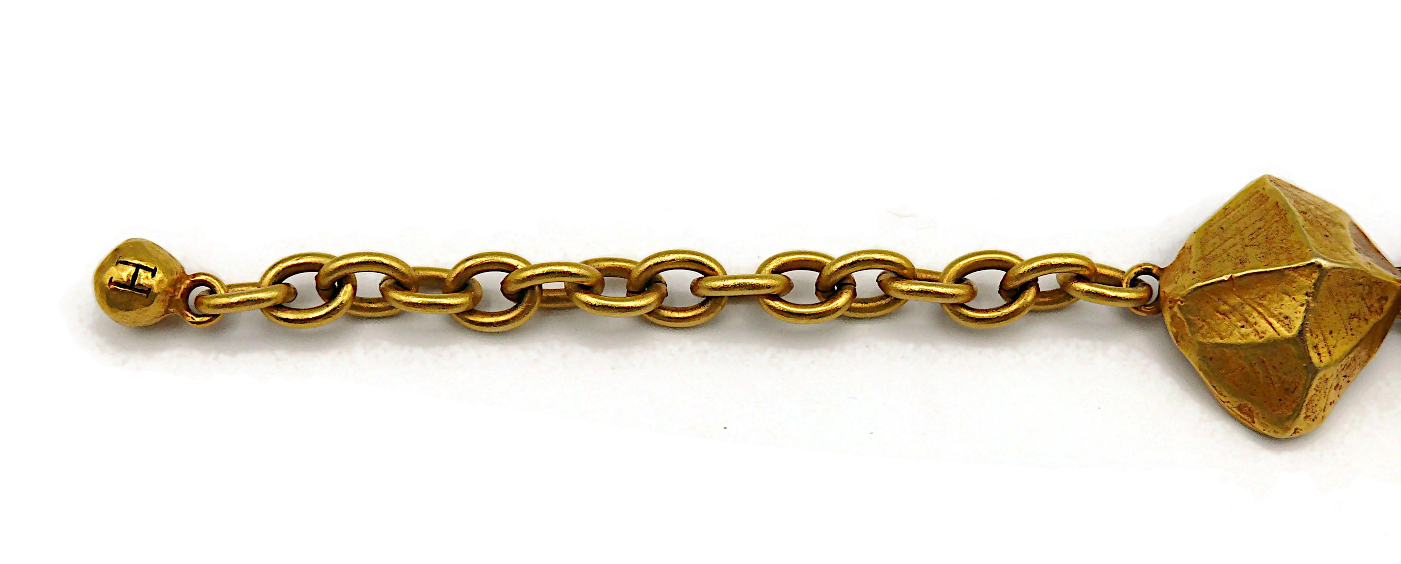 HERMES PARIS Vintage Gold Tone Nugget Design Necklace For Sale 2