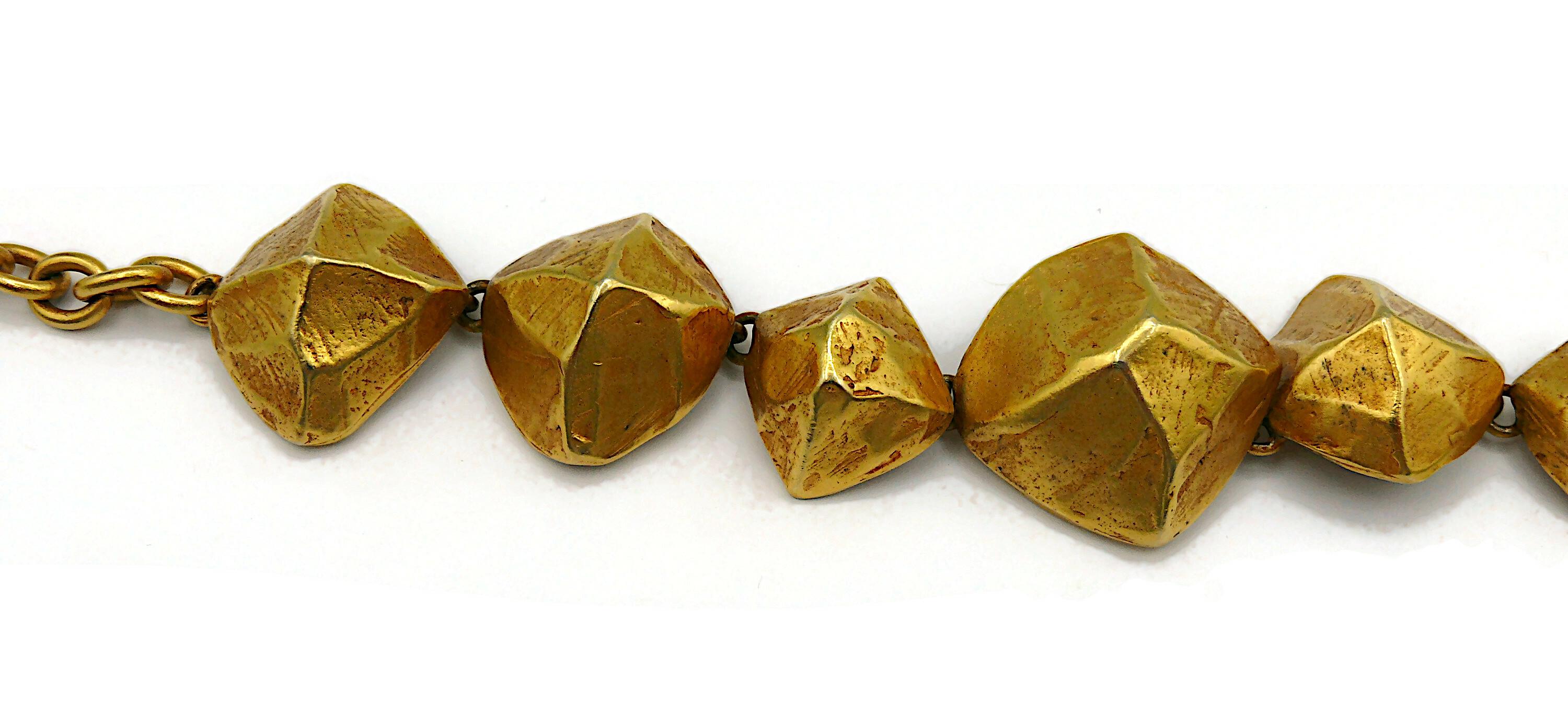 HERMES PARIS Vintage Gold Tone Nugget Design Necklace For Sale 3