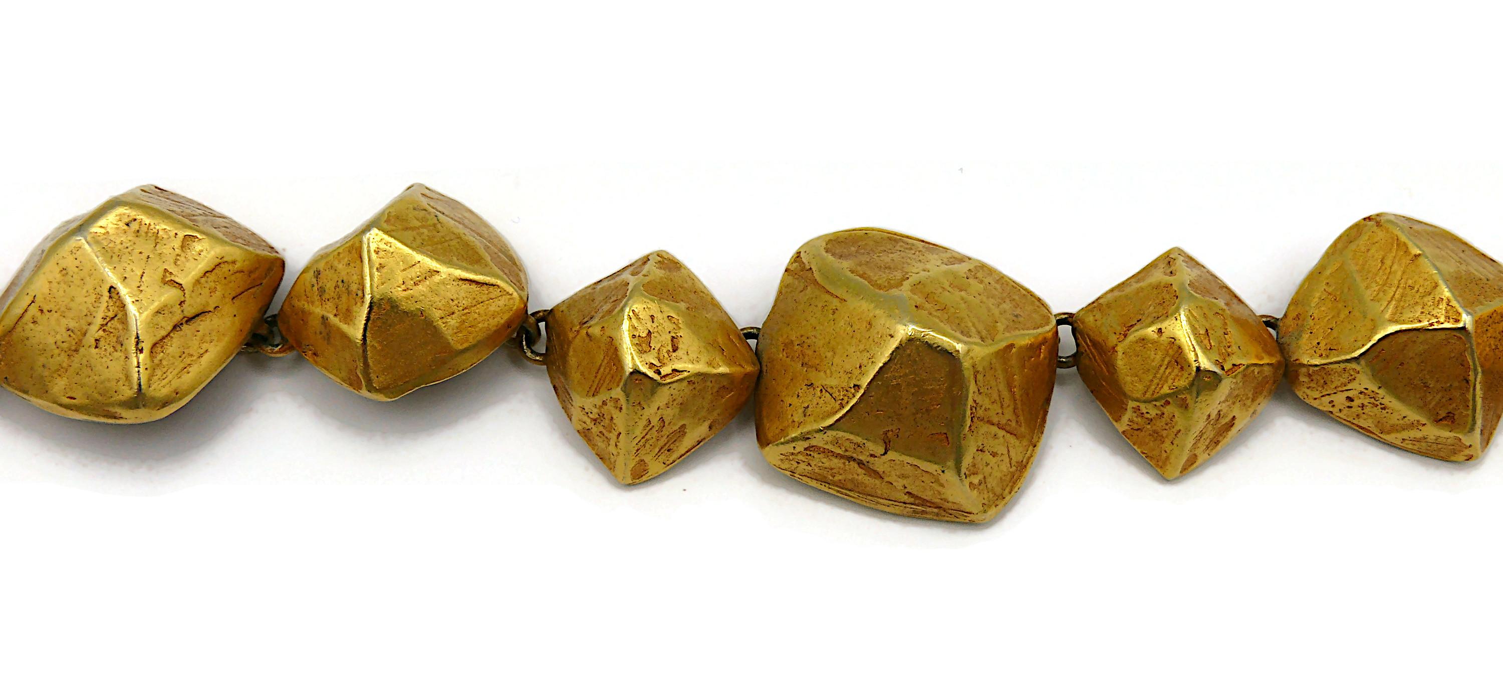 HERMES PARIS Vintage Gold Tone Nugget Design Necklace For Sale 4