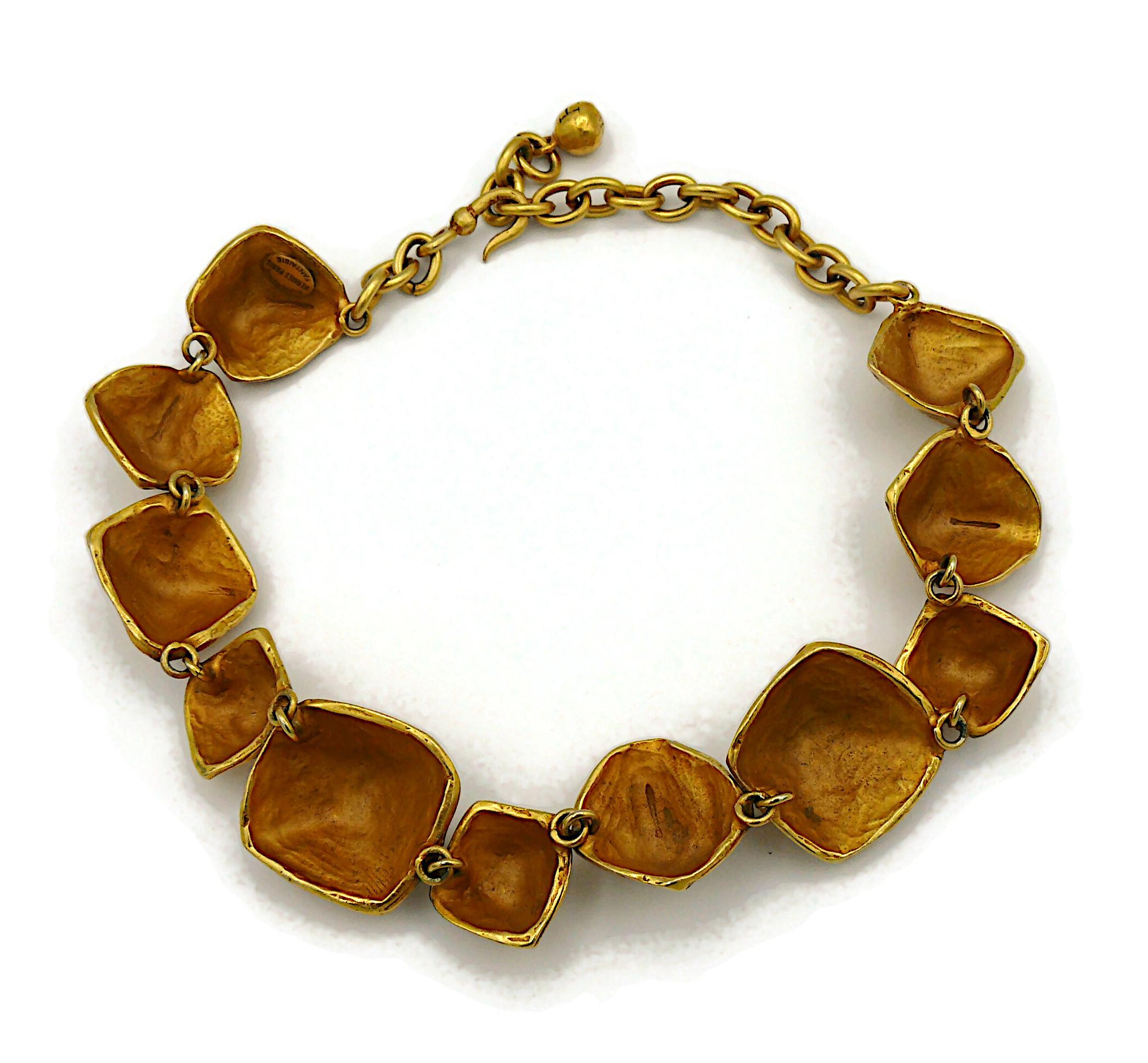 HERMES PARIS Vintage Gold Tone Nugget Design Necklace For Sale 6
