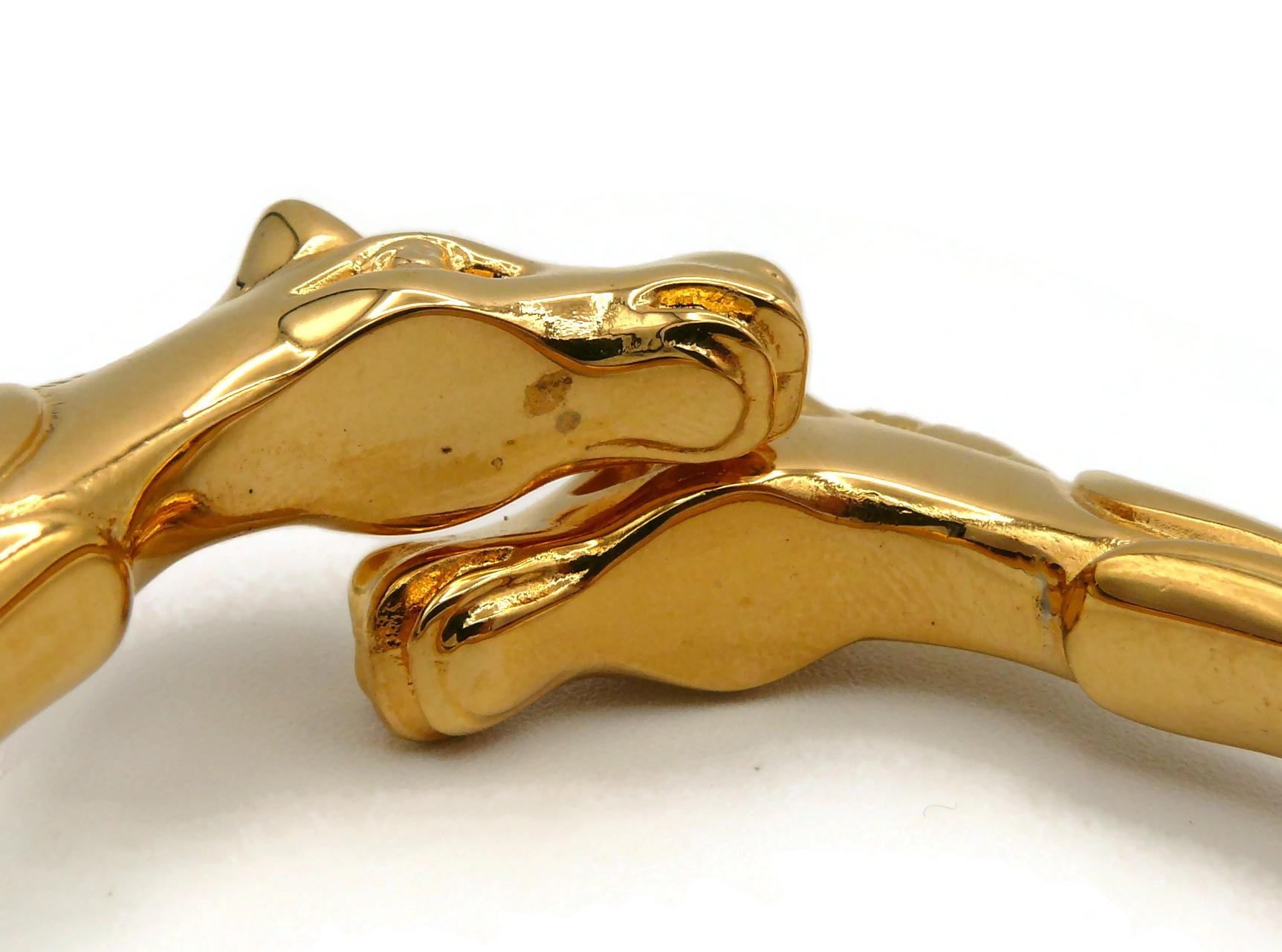 Hermes Paris Vintage Gold Toned Double Horse Head Bangle Bracelet For Sale 3