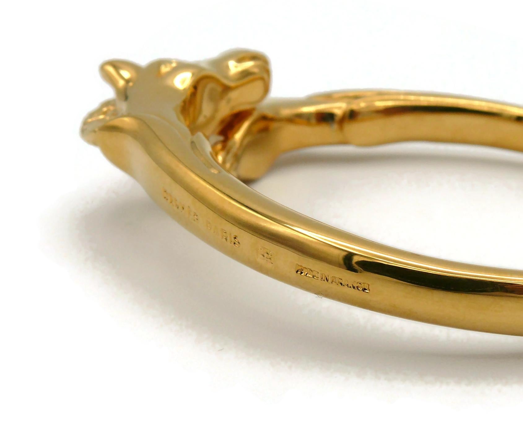 Hermes Paris Vintage Gold Toned Double Horse Head Bangle Bracelet For Sale 2