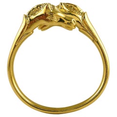 Hermes Paris Vintage Gold Toned Double Horse Head Bangle Bracelet