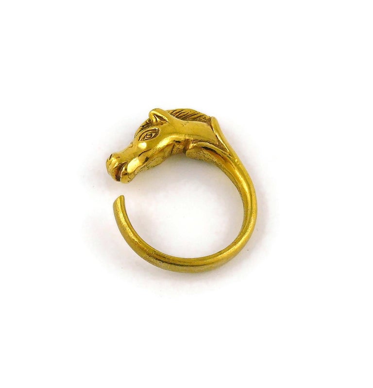 Hermes Paris Vintage Gold Toned Horse Head Ring at 1stDibs hermes