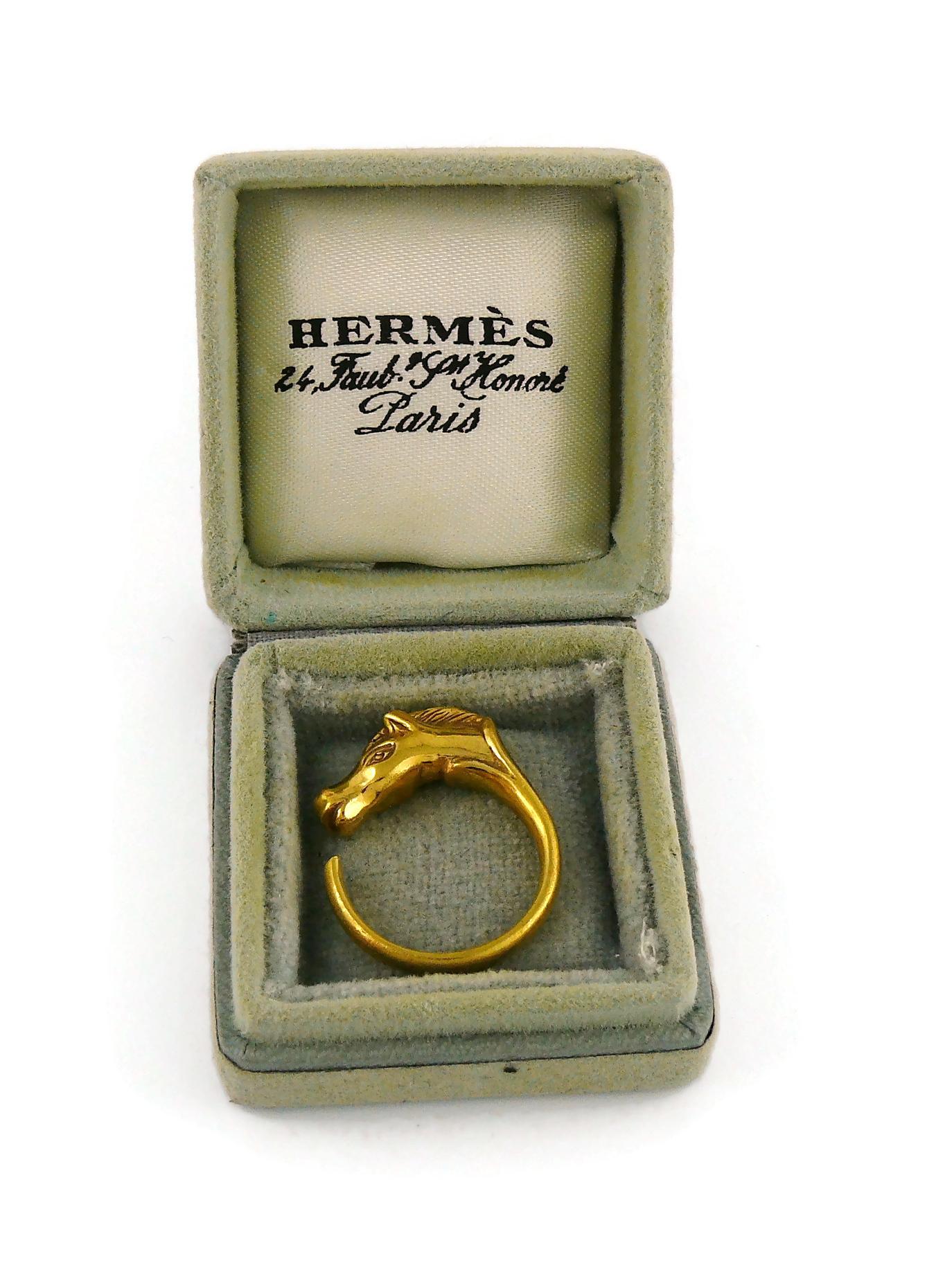 Hermes Paris Vintage Gold Toned Horse Head Ring