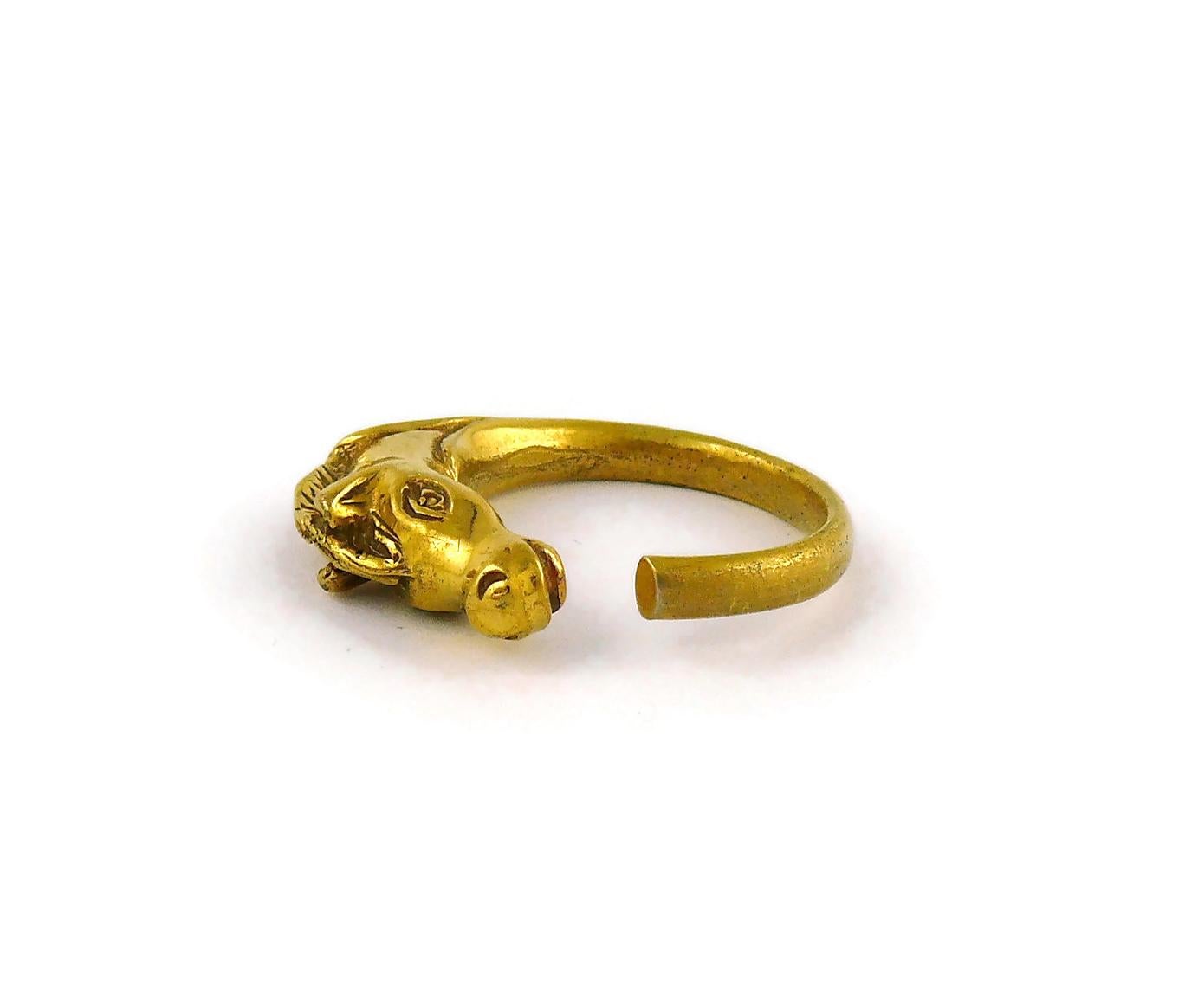 Hermes Paris Vintage Gold Toned Horse Head Ring 1