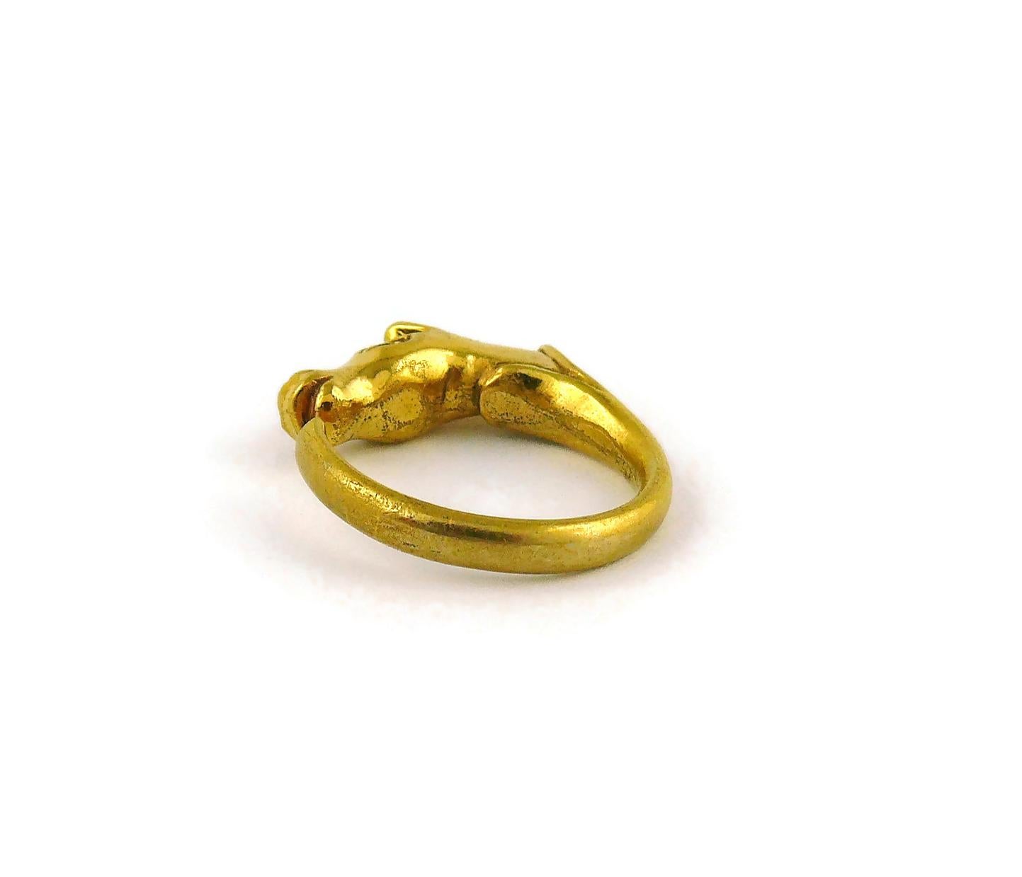 Hermes Paris Vintage Gold Toned Horse Head Ring 2