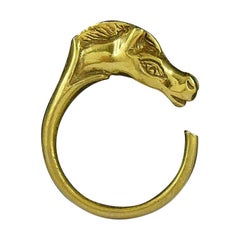 Hermes Paris Vintage Gold Toned Horse Head Ring
