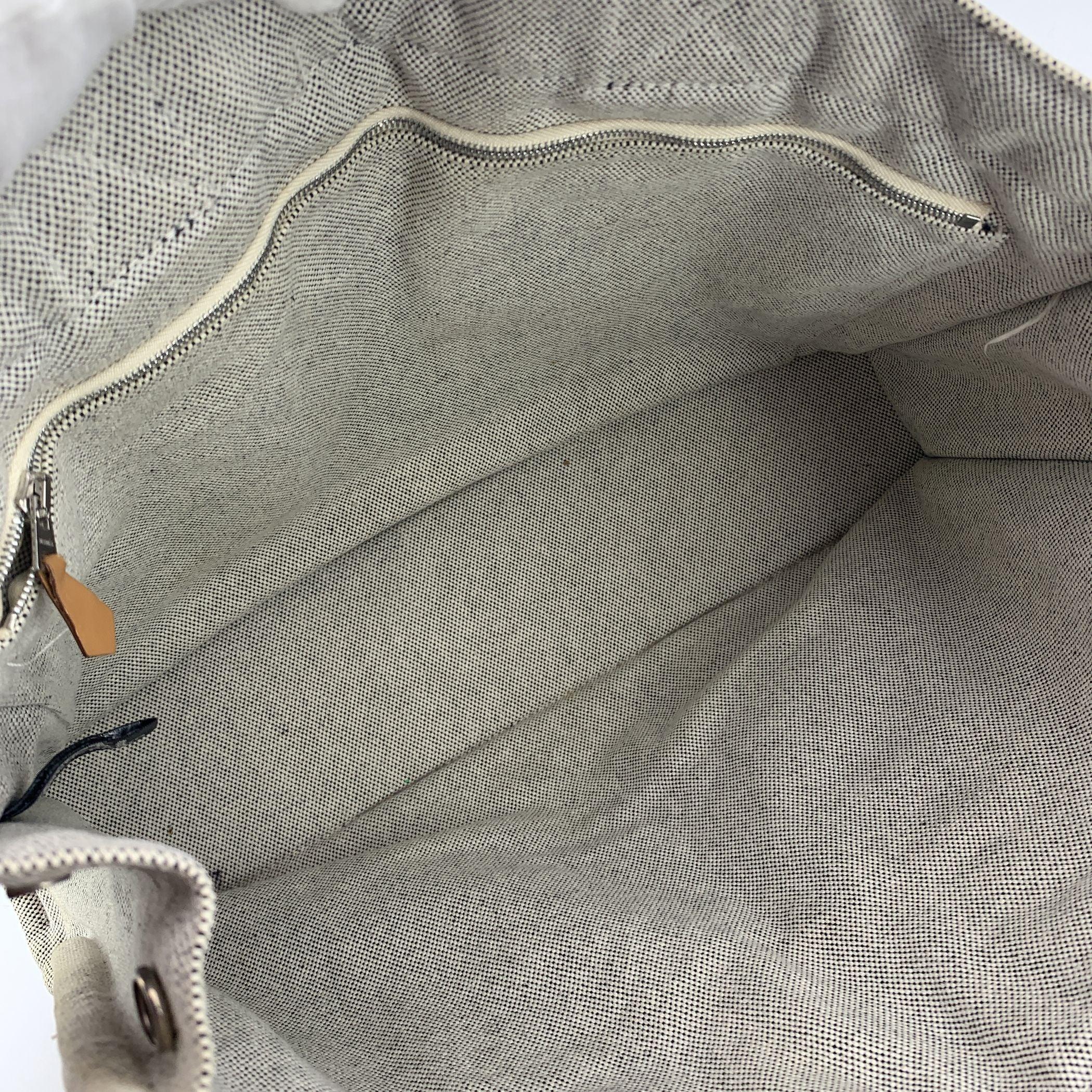 Women's Hermes Paris Vintage Grey and Black Cotton Fourre Tout MM Tote Bag