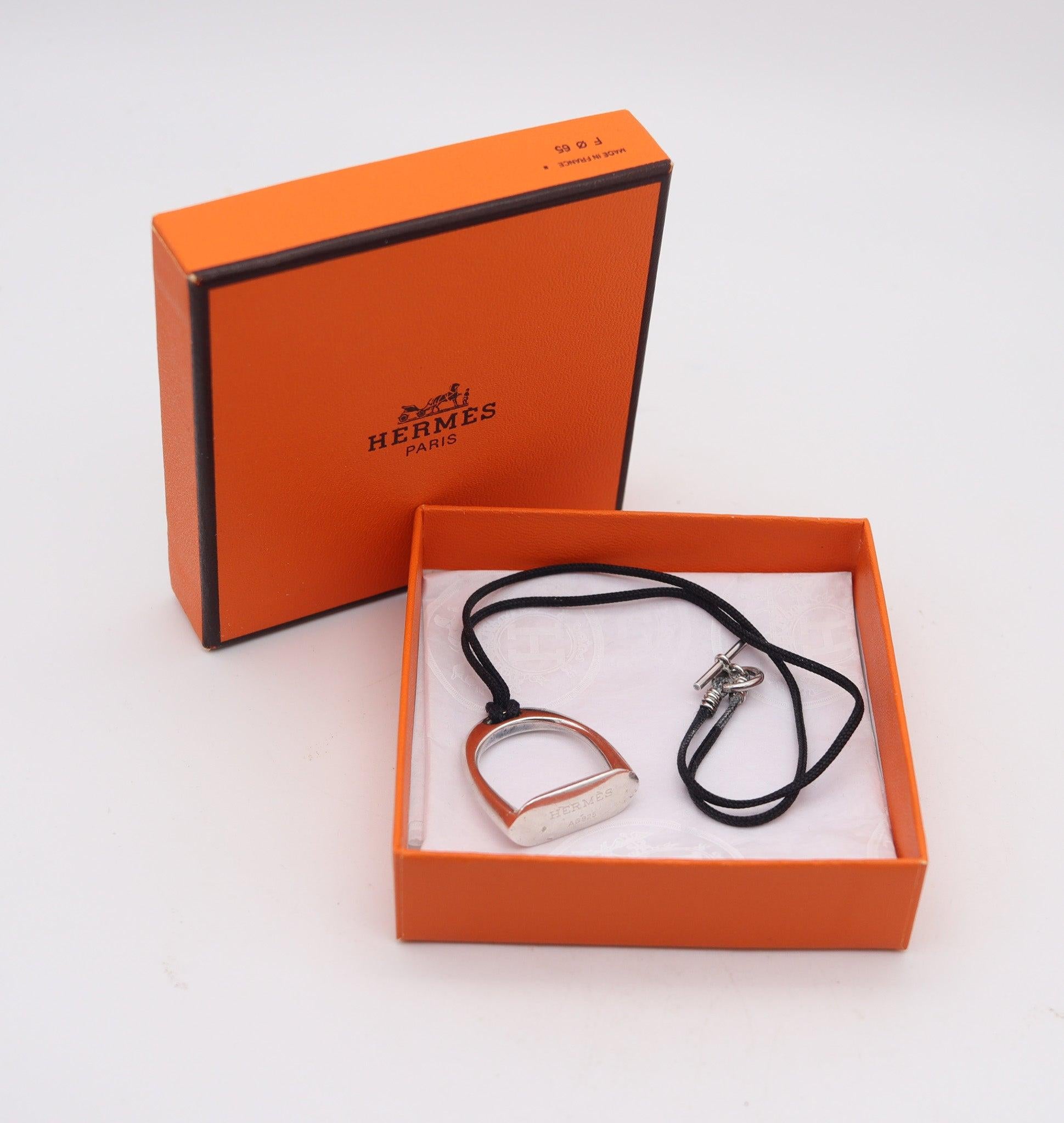 Modernista Collana HERMES Paris Vintage Horse-Bit in Argento 925 con Corde e Scatola in vendita