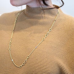 HERMÈS Paris Vintage Long Necklace Chain In Solid 18Kt Gold With Gemstones