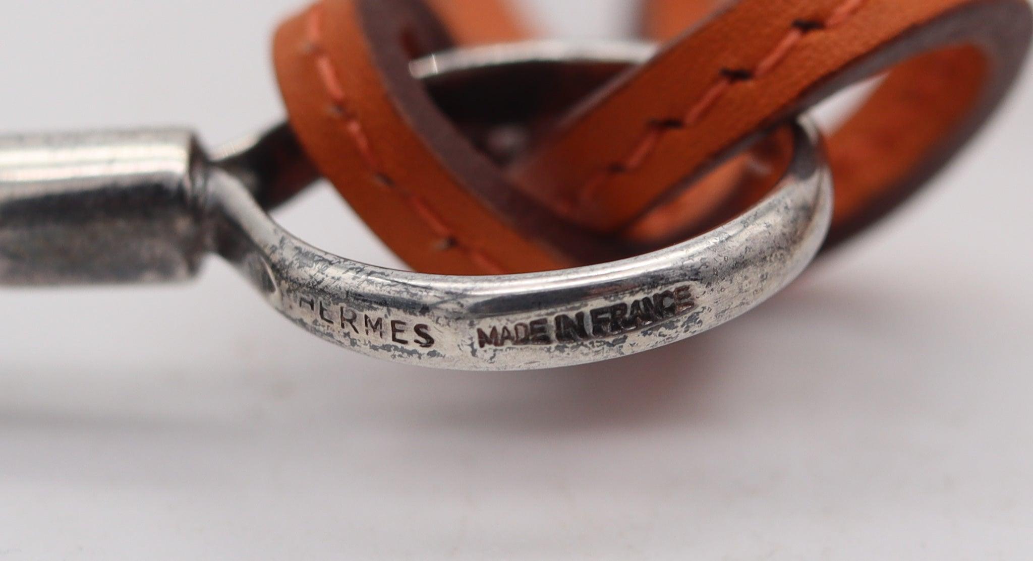 HERMES Paris Vintage Magnifier Necklace In .925 Sterling Silver With Leather For Sale 2