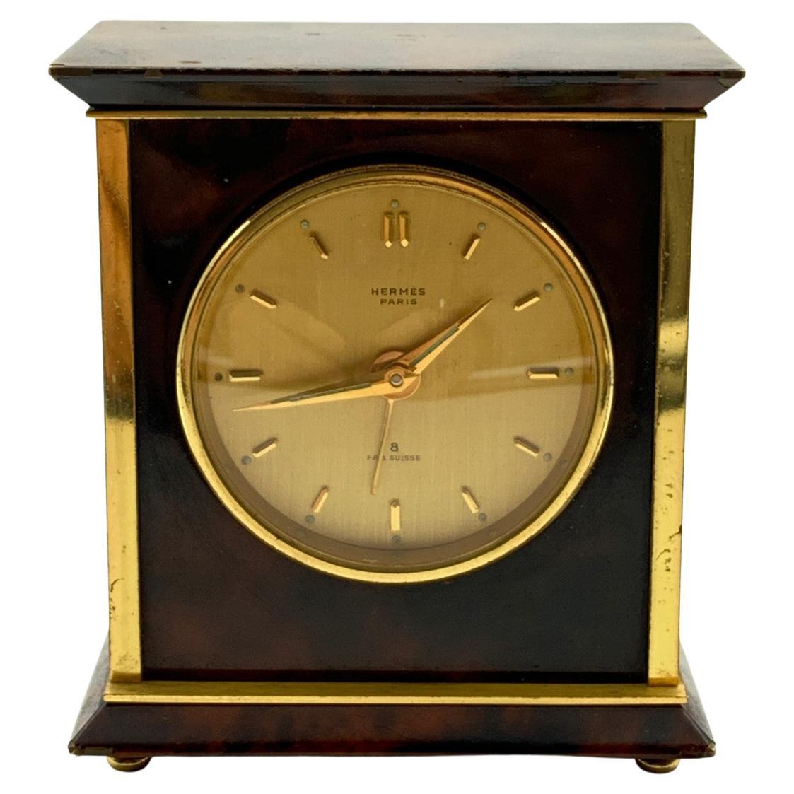 Hermes Paris Vintage Mechanical Table Travel Alarm Clock 1227