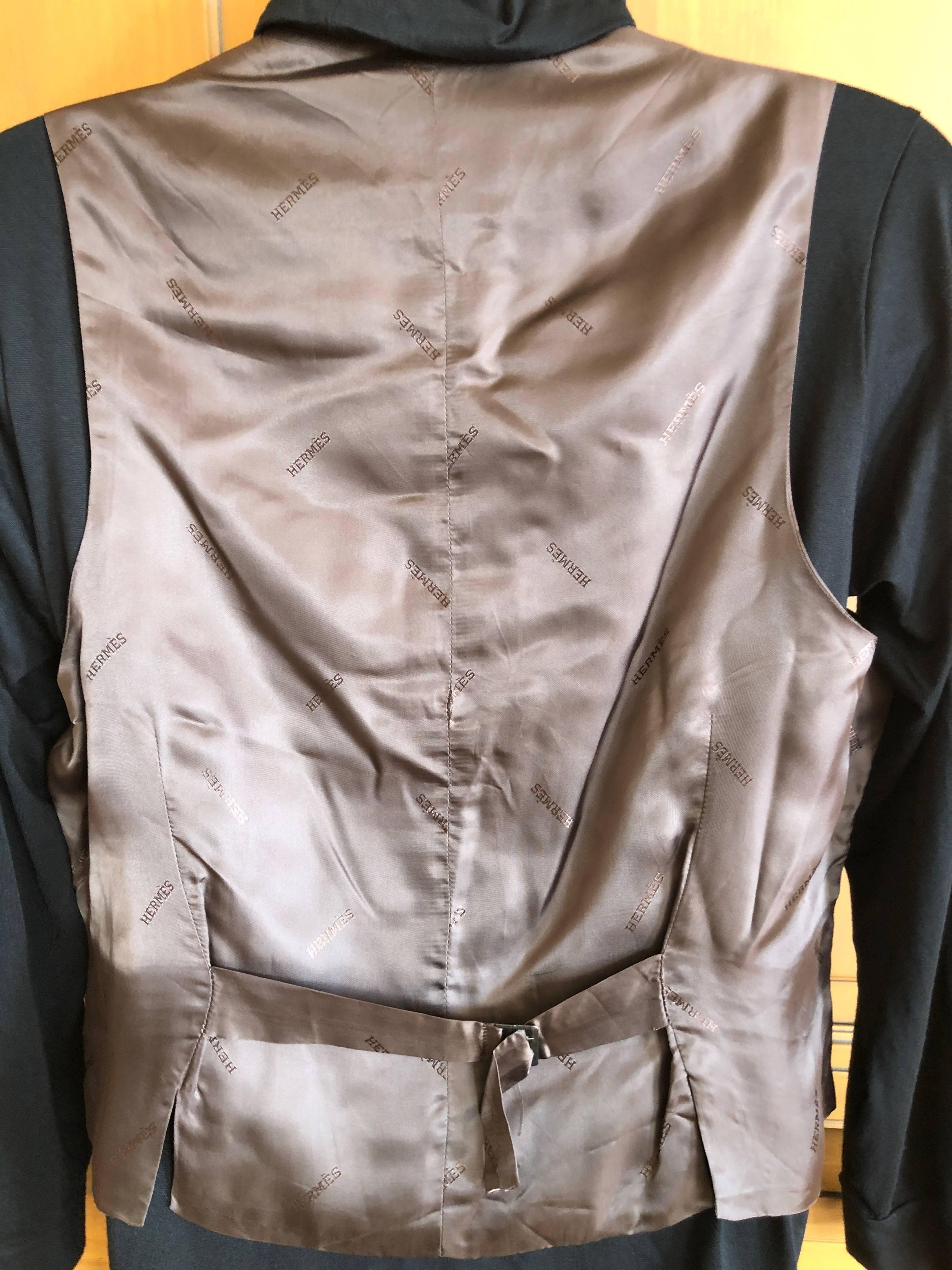 Hermes Paris Vintage Men's Silk Bolduc Ribbon Vest with Two Flap Pockets  5