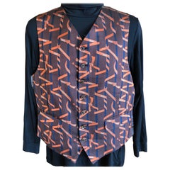 Hermes Paris Vintage Men's Silk Bolduc Ribbon Vest with Two Flap Pockets