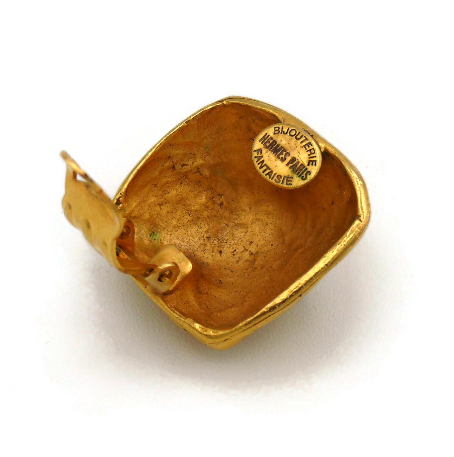 HERMES PARIS Vintage Nugget Design Clip-On Earrings 4