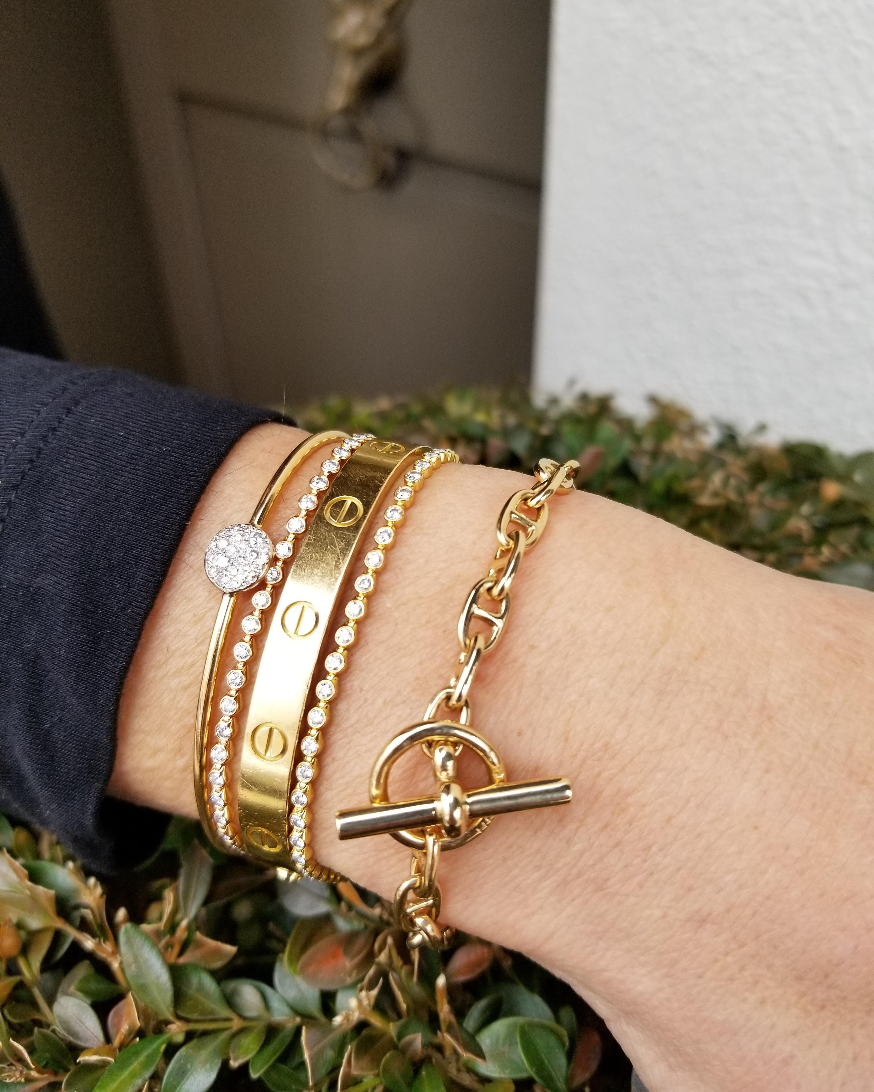 Contemporary Hermes Paris Vintage Petite Gold Anchor Link Toggle Bracelet