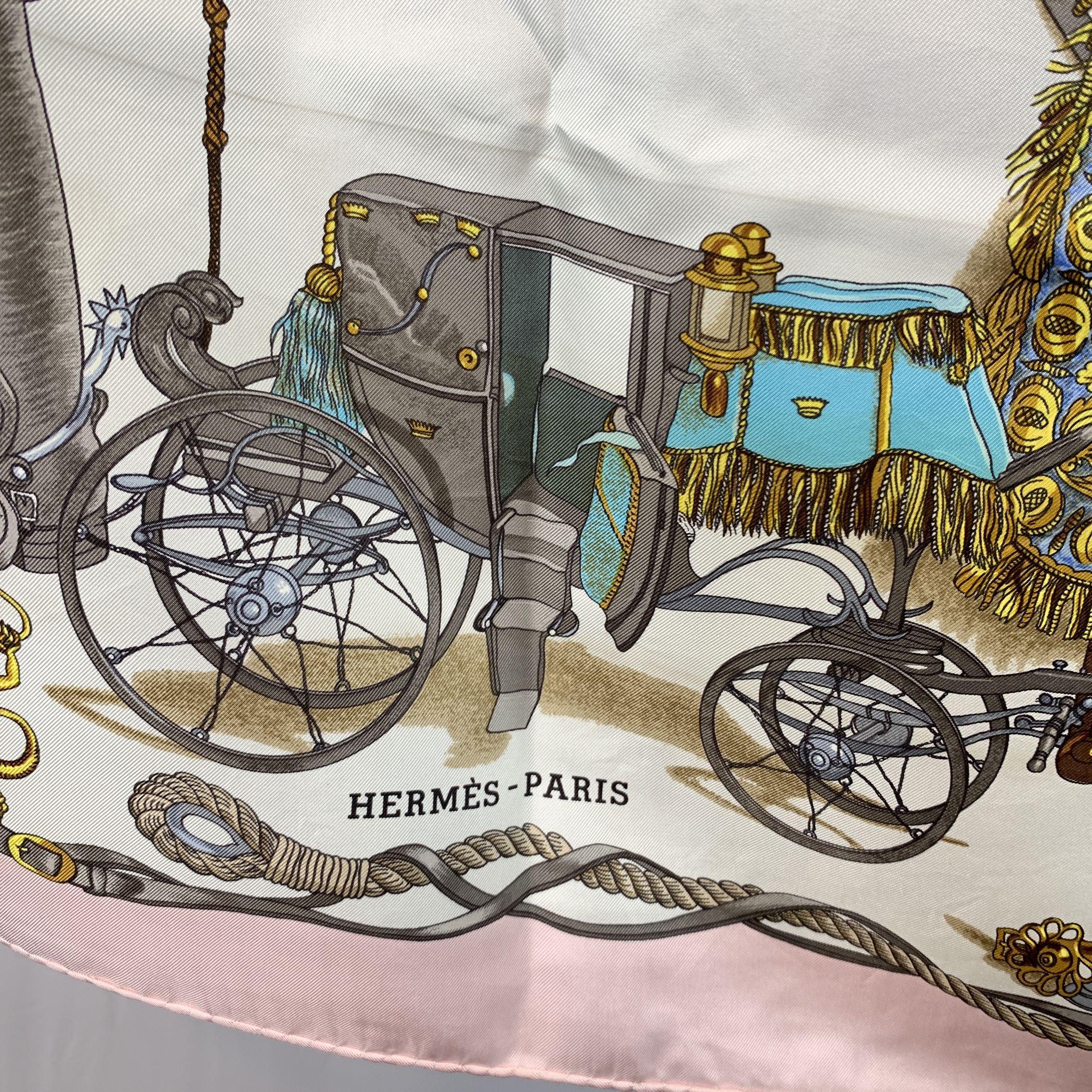 Hermes Paris Vintage Pink Silk Scarf Musee 1962 Philippe Ledoux In Good Condition In Rome, Rome