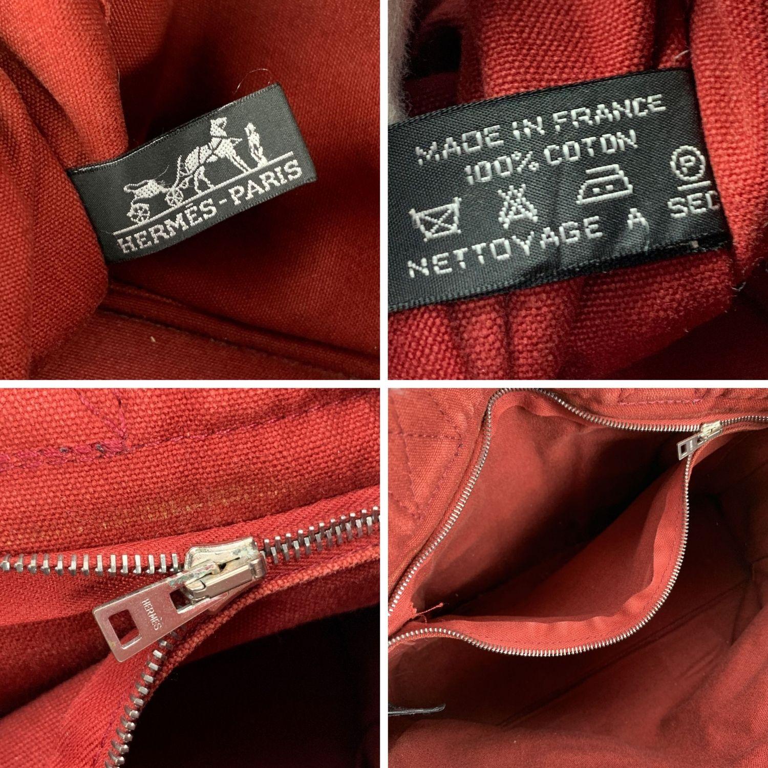 Women's Hermes Paris Vintage Red Blue Cotton Fourre Tout PM Tote Bag