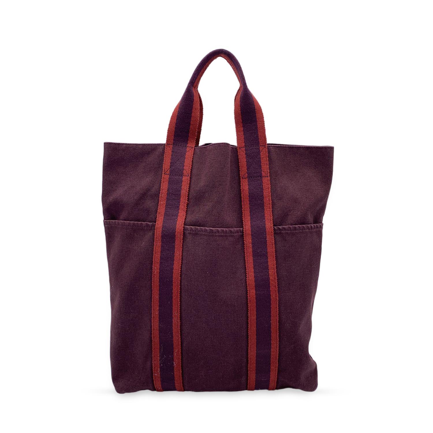 Hermes Paris Vintage Red Canvas Cotton Fourre Tout MM Bag Tote In Good Condition In Rome, Rome