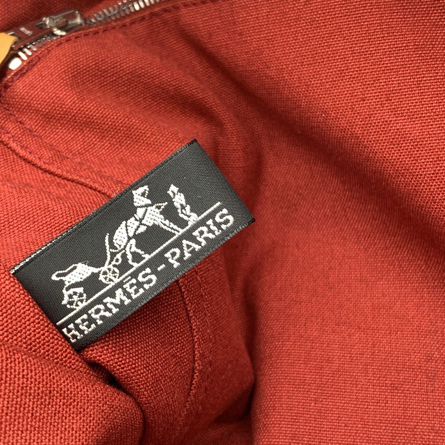 Hermes Paris Vintage Red Canvas Cotton Fourre Tout MM Bag Tote 1