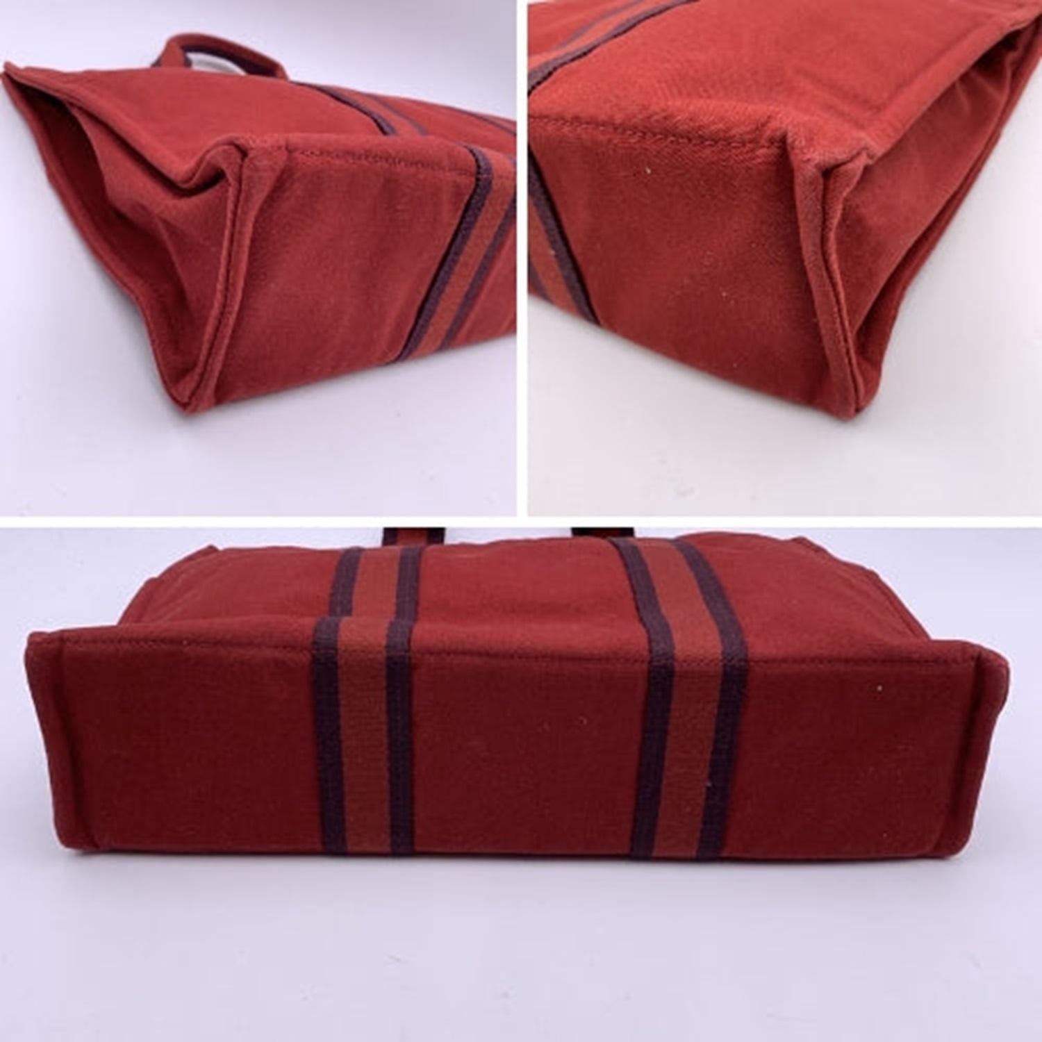Women's Hermes Paris Vintage Red Cotton Canvas Fourre Tout MM Bag