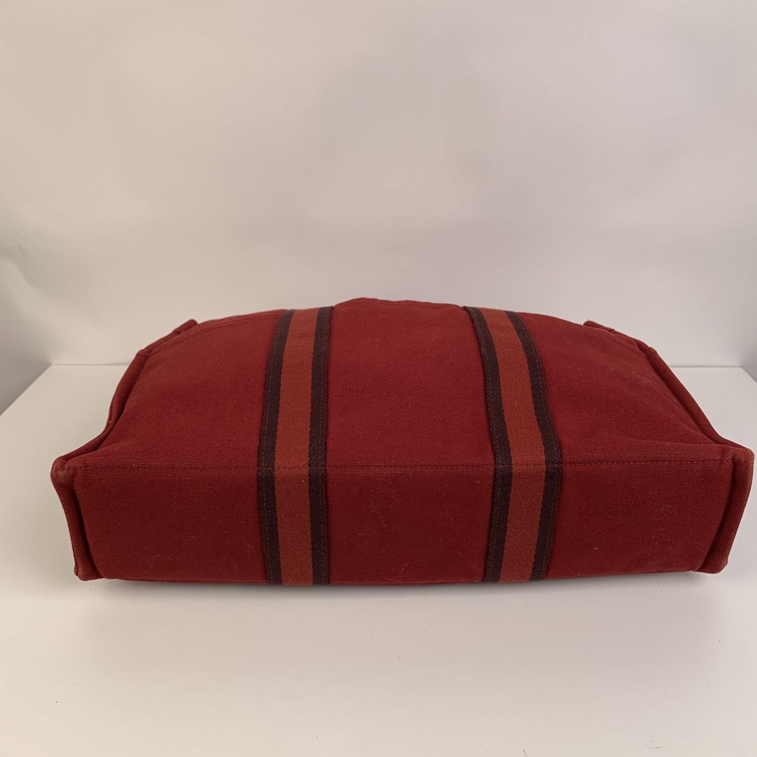 Hermes Paris Vintage Red Cotton Tote Fourre Tout MM Bag 2