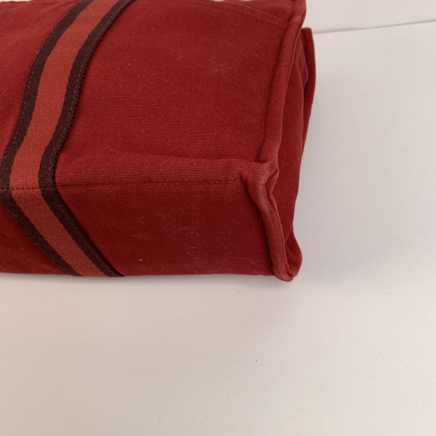 Hermes Paris Vintage Red Cotton Tote Fourre Tout MM Bag 3